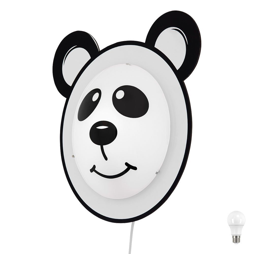 etc-shop Dekolicht, Schalter Leuchte Bär Warmweiß, Leuchtmittel Design Kinder Wand Panda Zimmer Spiel inklusive