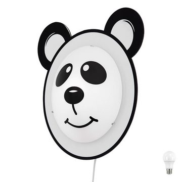 etc-shop Dekolicht, Leuchtmittel inklusive, Warmweiß, Panda Bär Design Wand Leuchte Kinder Spiel Zimmer Schalter