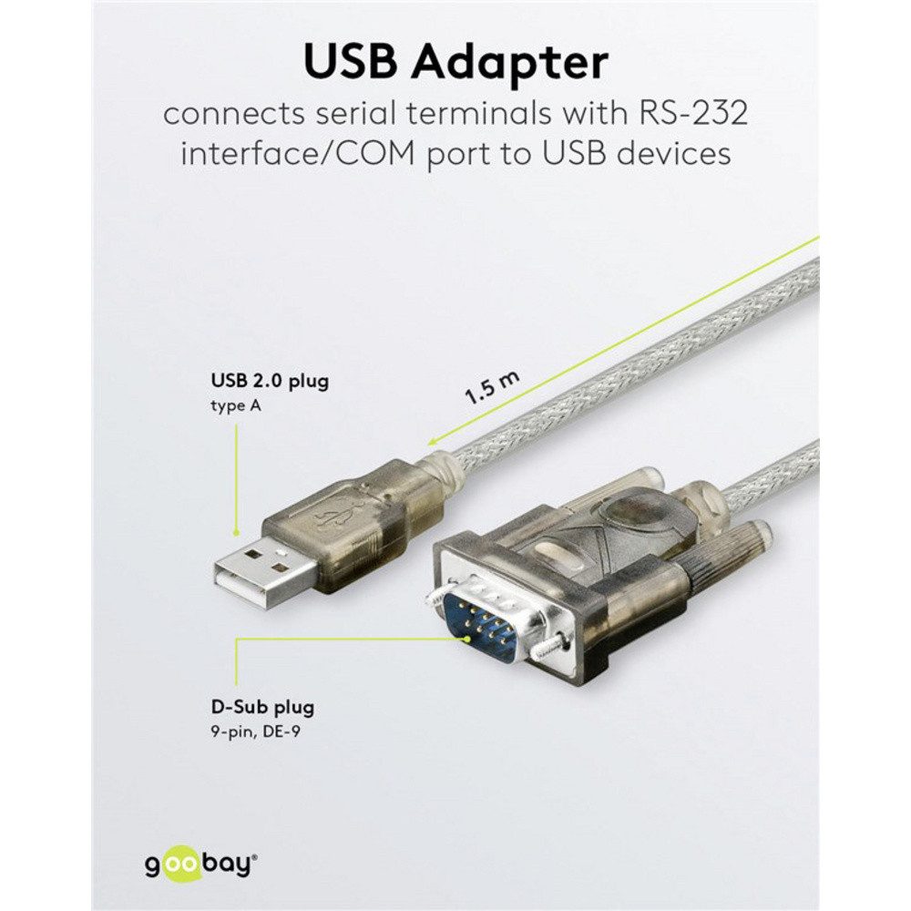 Goobay Goobay Seriell Adapterkabel [1x USB-A Stecker - 1x D-SUB-Stecker 9pol. USB-Adapter, 150.00 cm