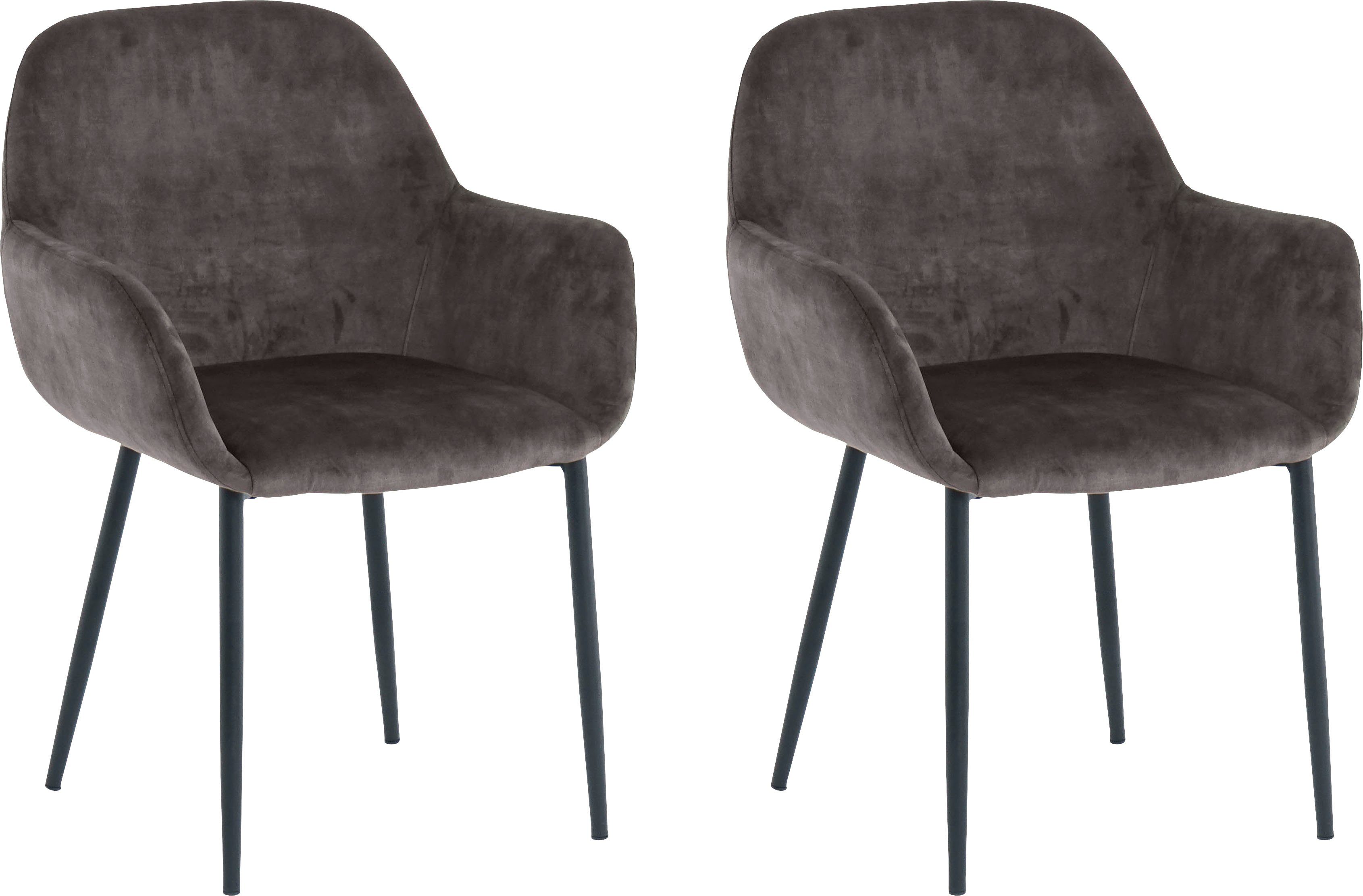 SIT Armlehnstuhl (Set, 2 St), glamouröser Bezug in Samtoptik Dunkelgrau/schwarz | Dunkelgrau | Stühle
