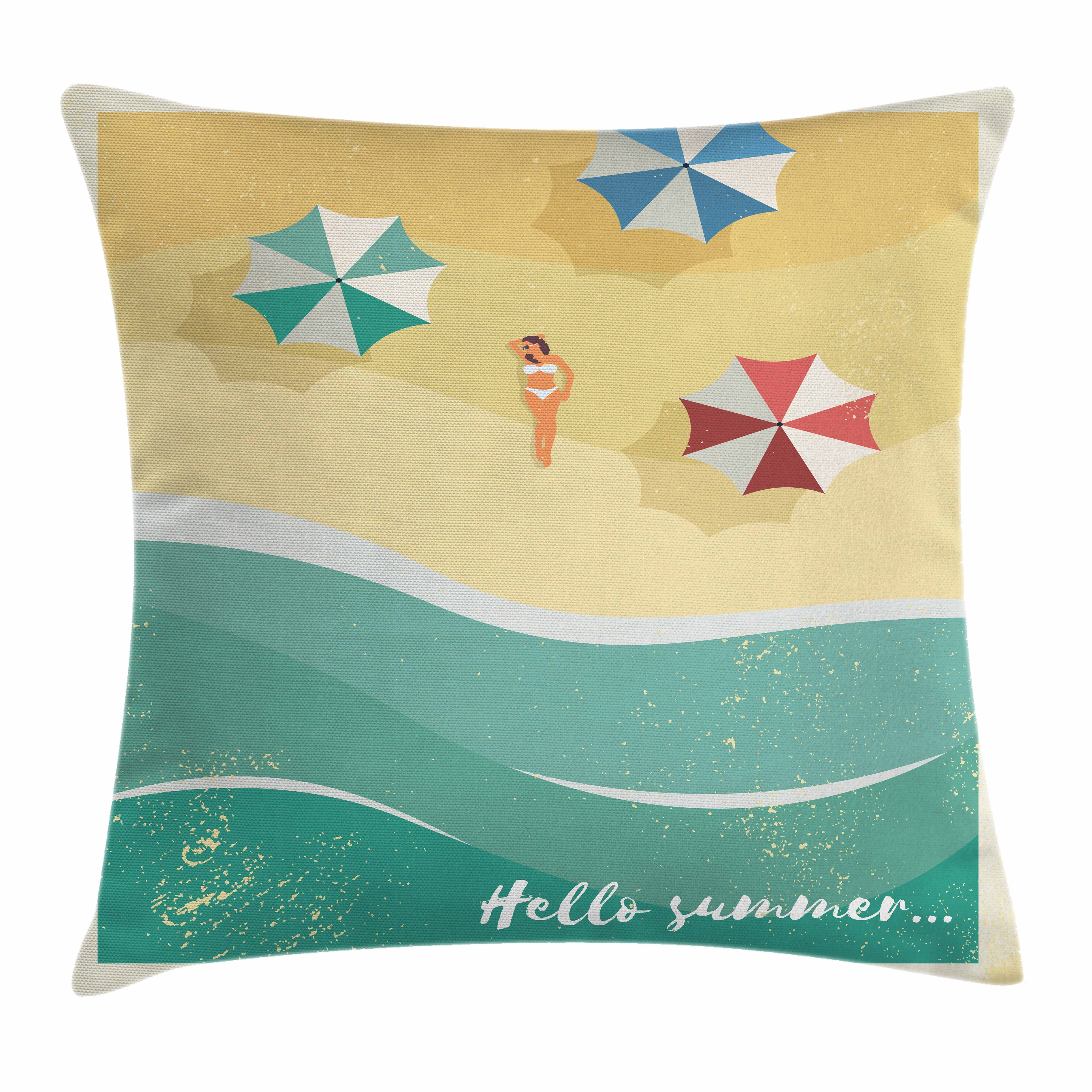 Insel-Party Farben mit Abakuhaus Strand mit Farbfesten Kissenhülle Beidseitiger Reißverschluss Waschbar Kissenbezüge Klaren Frau (1 Stück), Sonnenbaden Druck,