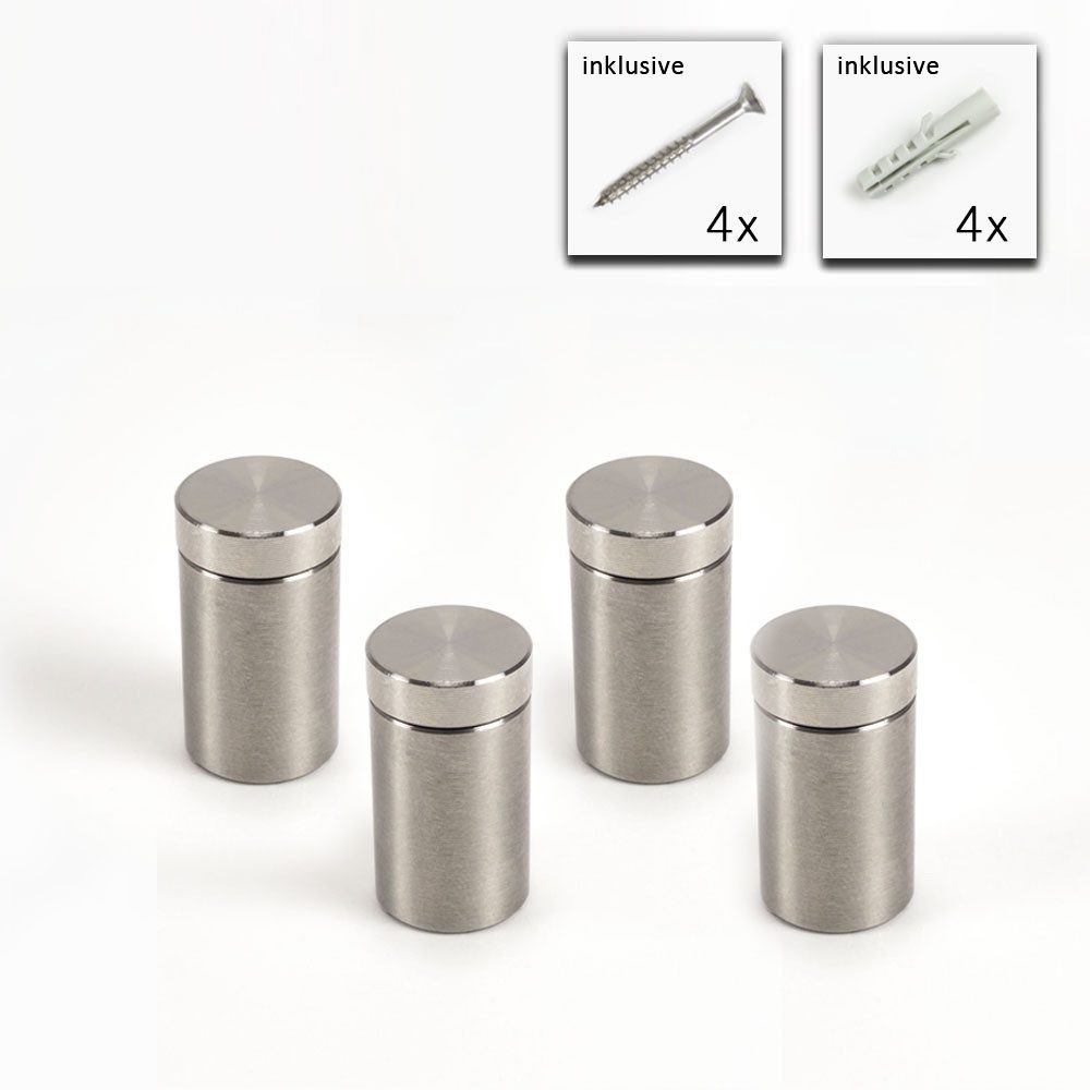 Wandbreite Distanzhülse Abstandshalter Set - 4x Distanzhülsen aus Edelstahl (Madenschraube)