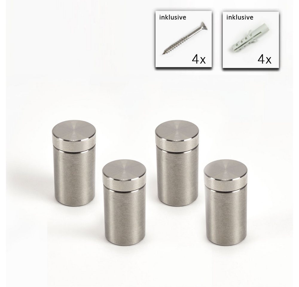 Wandbreite Distanzhülse Abstandshalter Set - 4x Distanzhülsen aus Edelstahl (Madenschraube)