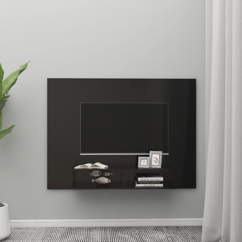 Holzwerkstoff TV-Schrank (1-St) 135x23,5x90 Schwarz cm TV-Wandschrank vidaXL