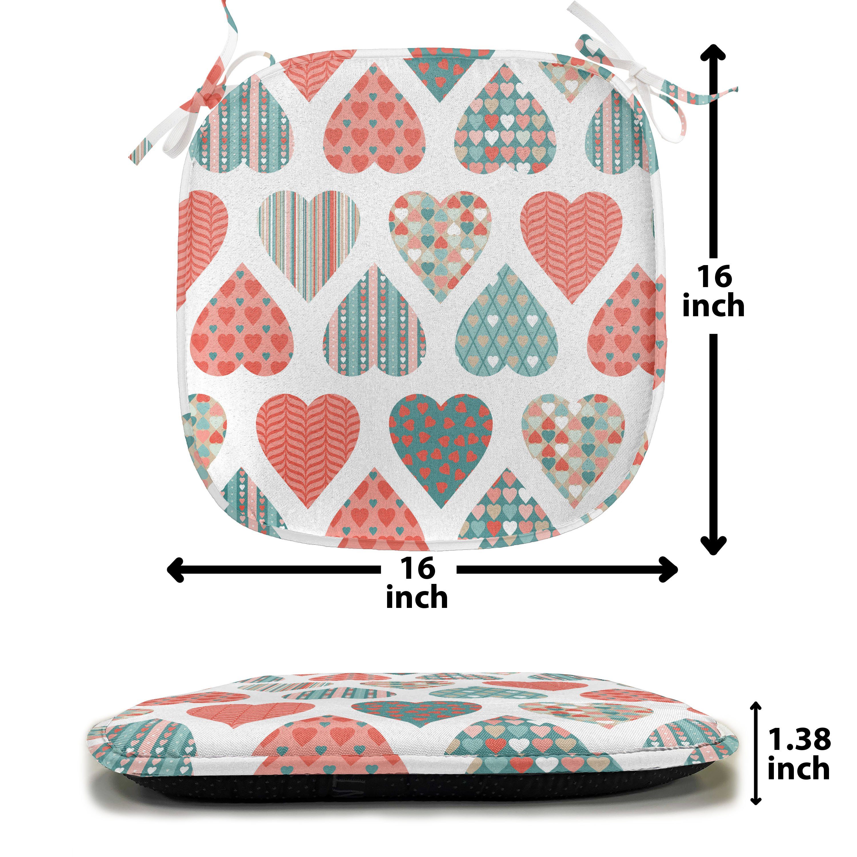 Küchensitze, wasserfestes Valentines Retro-Herz-Muster mit Riemen für Abakuhaus Stuhlkissen Kissen Dekoratives