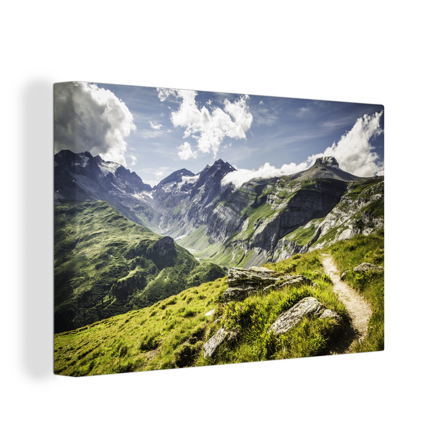 OneMillionCanvasses® Leinwandbild Berglandschaft in einer Schweizer Landschaft, (1 St), Wandbild Leinwandbilder, Aufhängefertig, Wanddeko, 30x20 cm