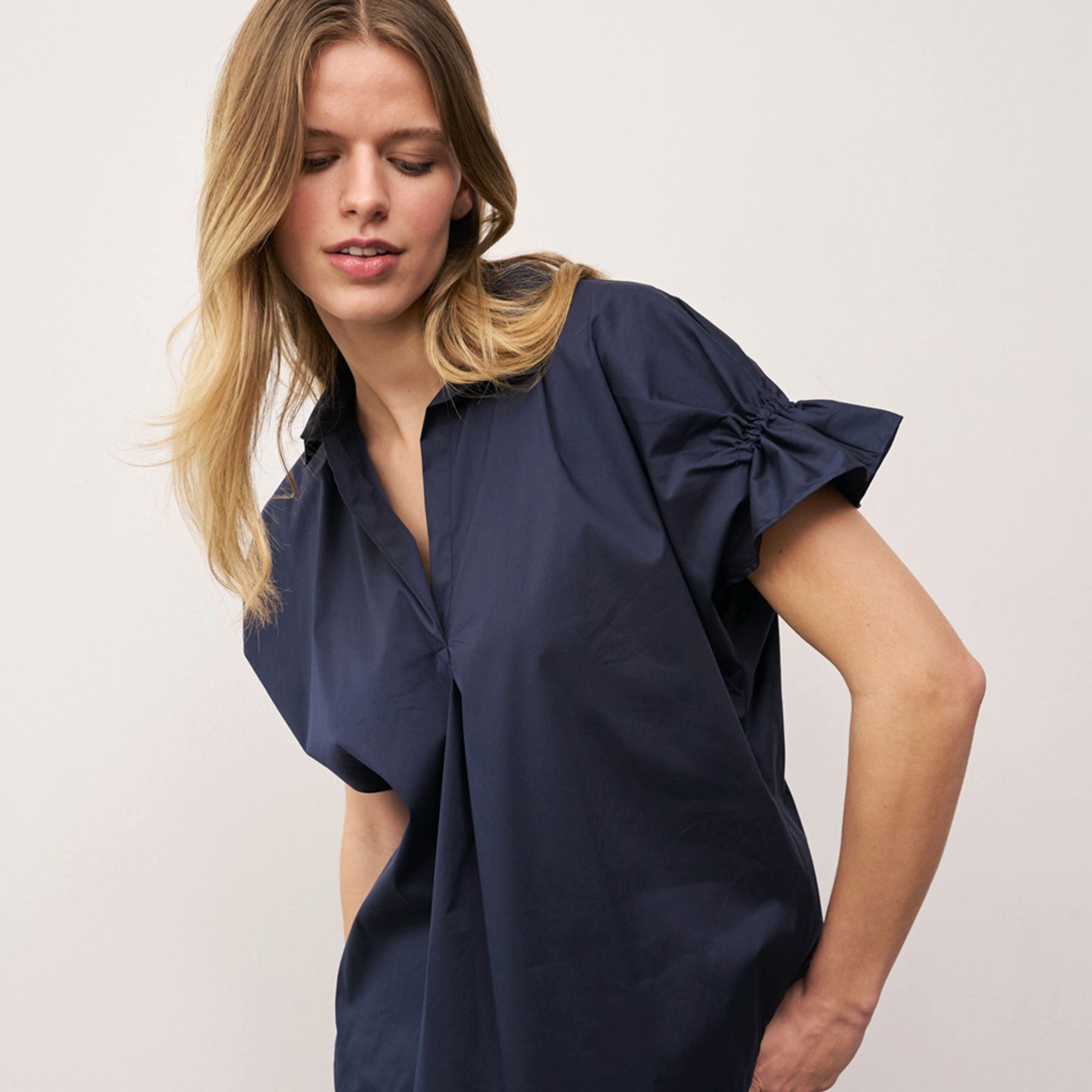 0039 Italy Langarmbluse 0039 ITALY Bluse DERRY FANCY mit Baumwolle - Insignia Blue