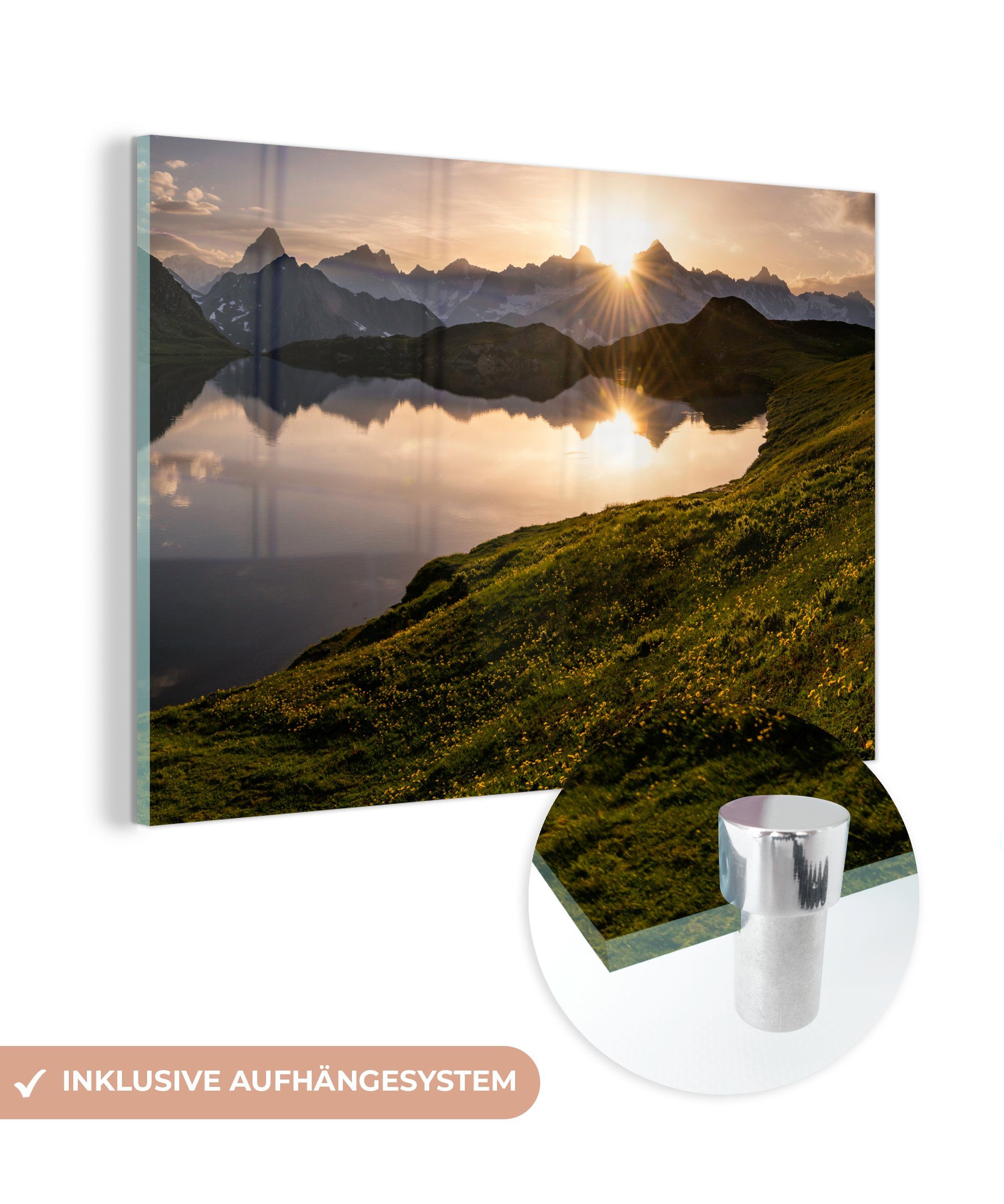 MuchoWow Acrylglasbild Schweiz Alpen Wasser, St), (1 - Schlafzimmer Acrylglasbilder & - Wohnzimmer