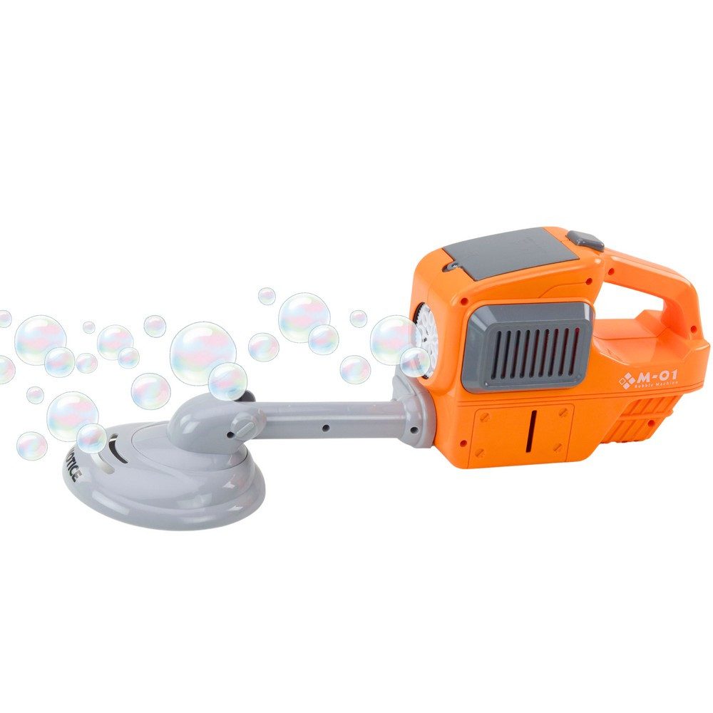 LEAN TOYS Seifenblasenmaschine Seifenblasenspielzeug Spielzeugtrimmer Gartenspaß, 2 Seifenblasenflüssigkeiten, Trimmer-Optik, ab 3 Jahren