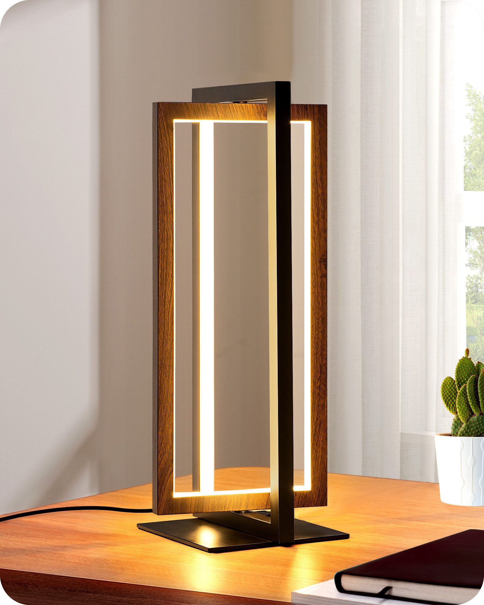 EDISHINE LED Tischleuchte Drehbare, Touch Dimmbare Nachttischlampe deko, LED fest integriert, Industrielle Tischlampe aus Metall, 3 Farbtemperaturen