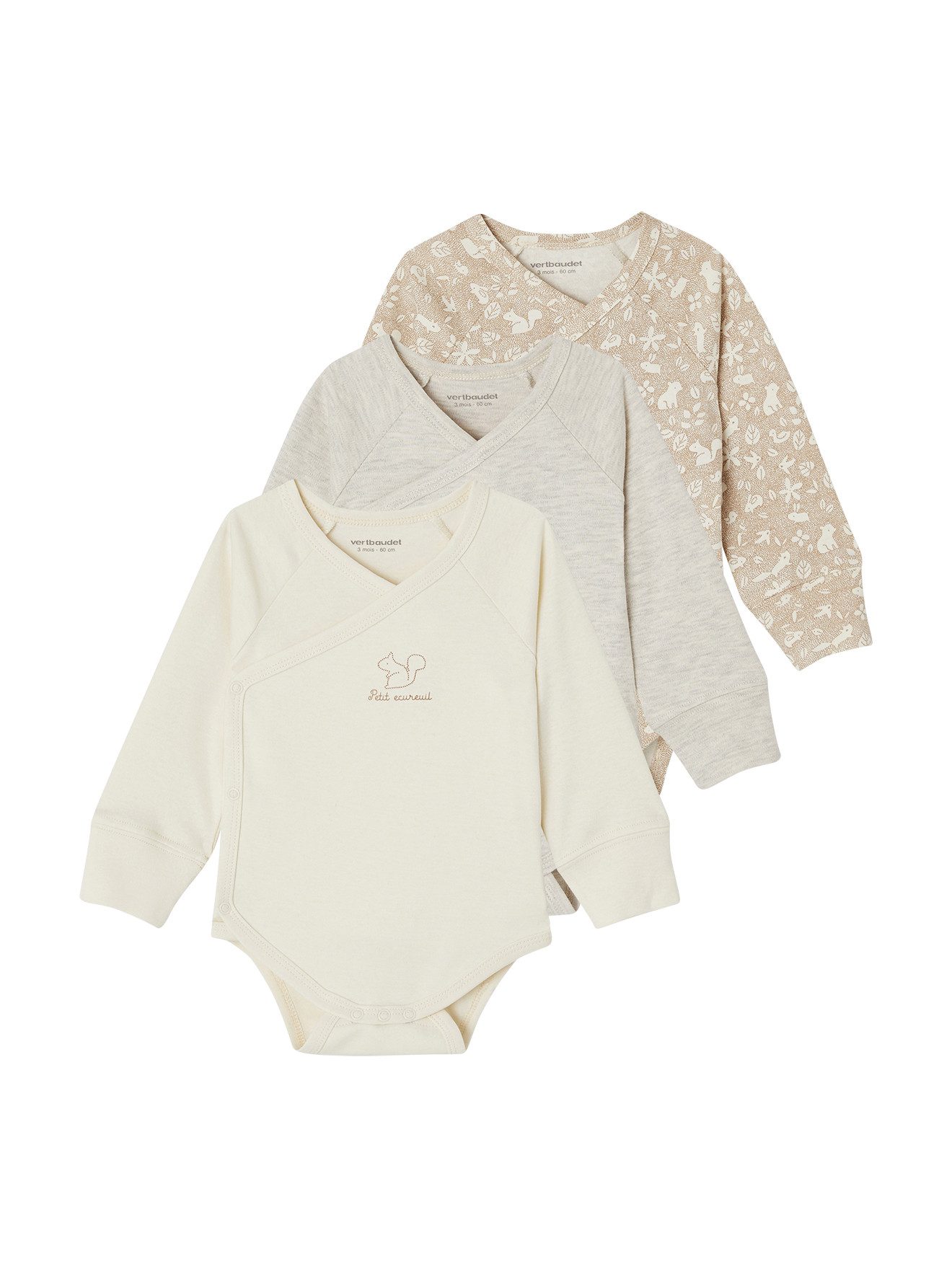Langarmbody 3er-Pack mitwachsende Baby Wickelbodys