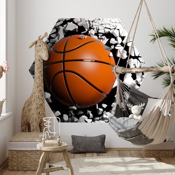 wandmotiv24 Fototapete Wanddurchbruch mit Basketball, glatt, Wandtapete, Motivtapete, matt, Vliestapete, selbstklebend