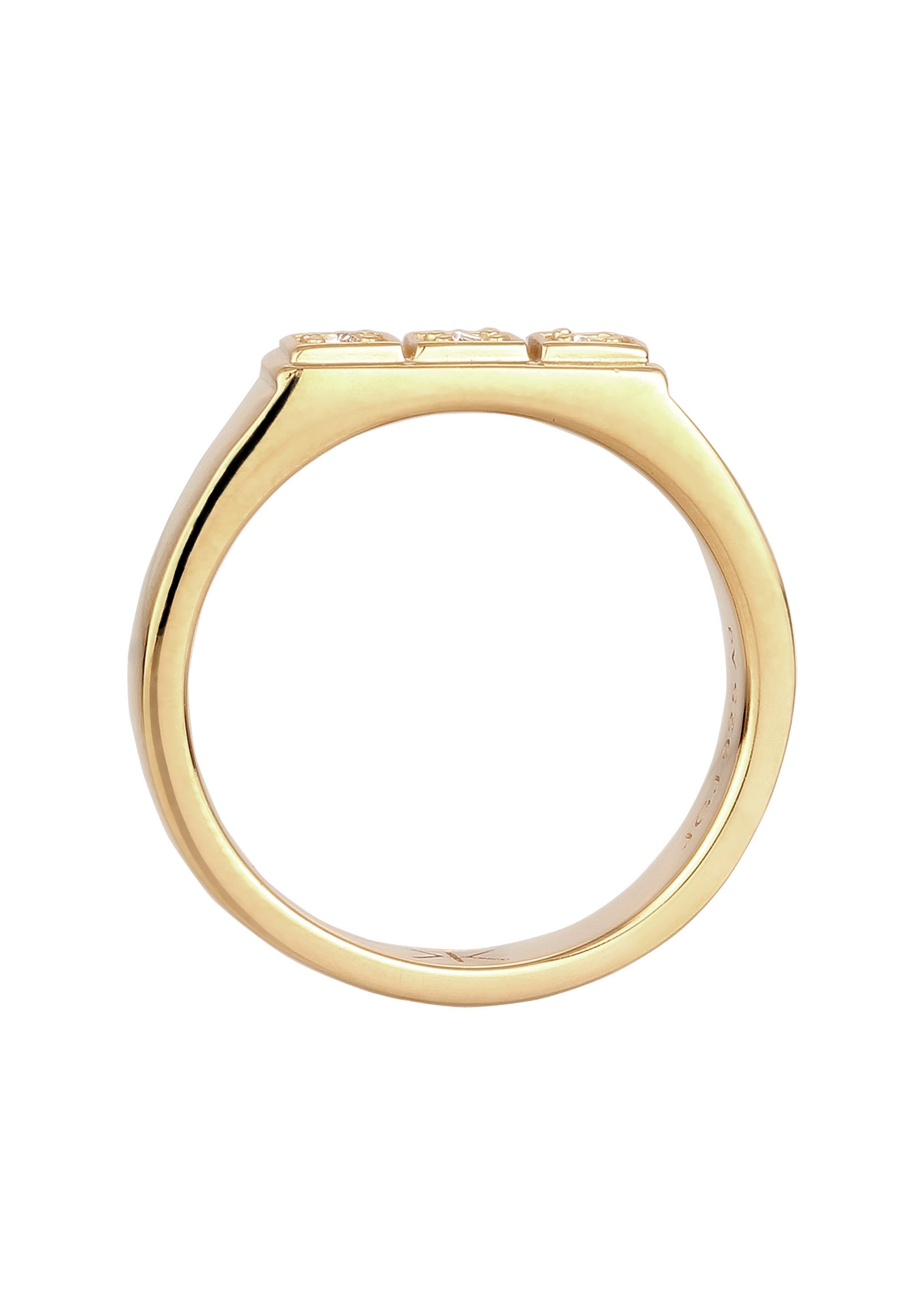 Kuzzoi Silberring Siegelring mit Kristallen von Swarovski® 925 Sterling Silber