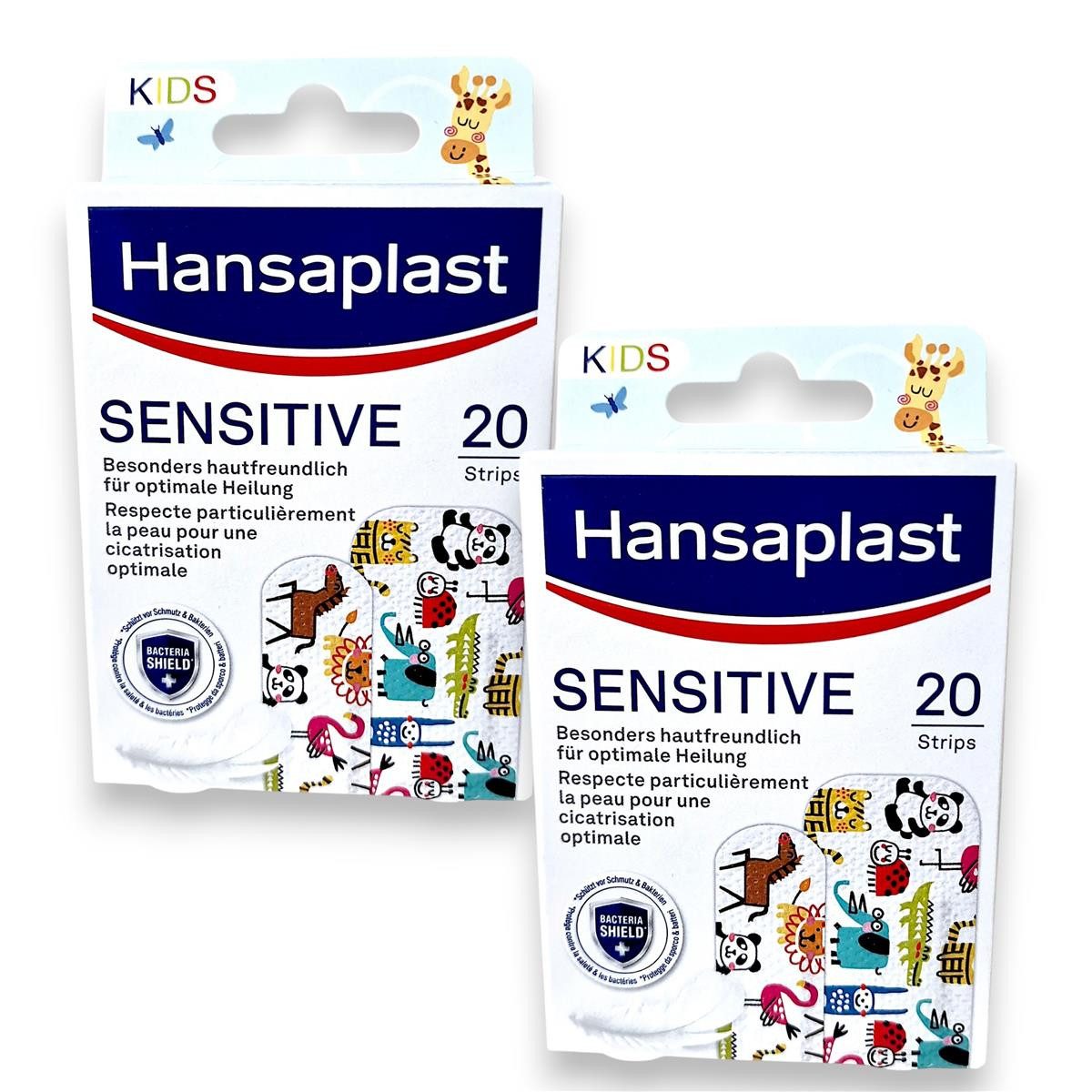 Hansaplast Wundpflaster 2x Hansaplast Kids Kinderpflaster Sensitive - 2x 20 Stück