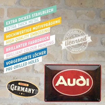 Nostalgic-Art Metallschild Blechschild 20 x 30cm - Audi - Audi Logo Red Shine