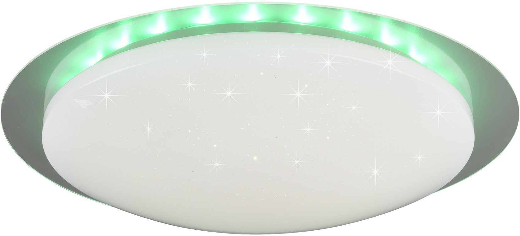 TRIO Leuchten LED Deckenleuchte Joleen, Farbwechsler, Ø 48 RGB Helligkeitsstufen, schaltbar, mit Dimmer integriert, LED mehrere getrennt Backlight, Fernbed., cm Starlight-Effekt, inkl. fest Dimmer