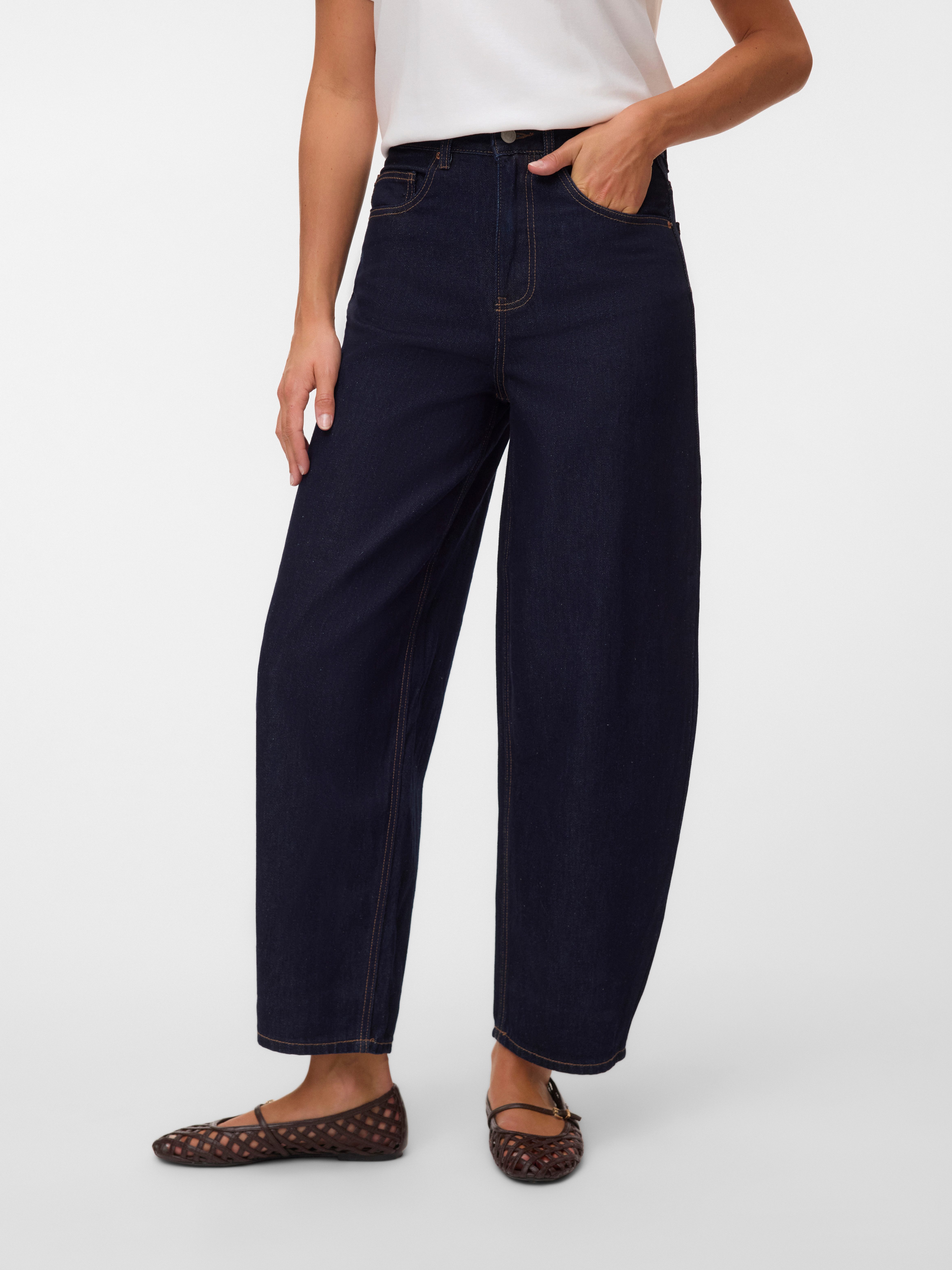 Vero Moda Weite Jeans VMBILLIE HR BARREL ANK JEANS LI3191 NOOS Baumwolle, high waist, barrel fit
