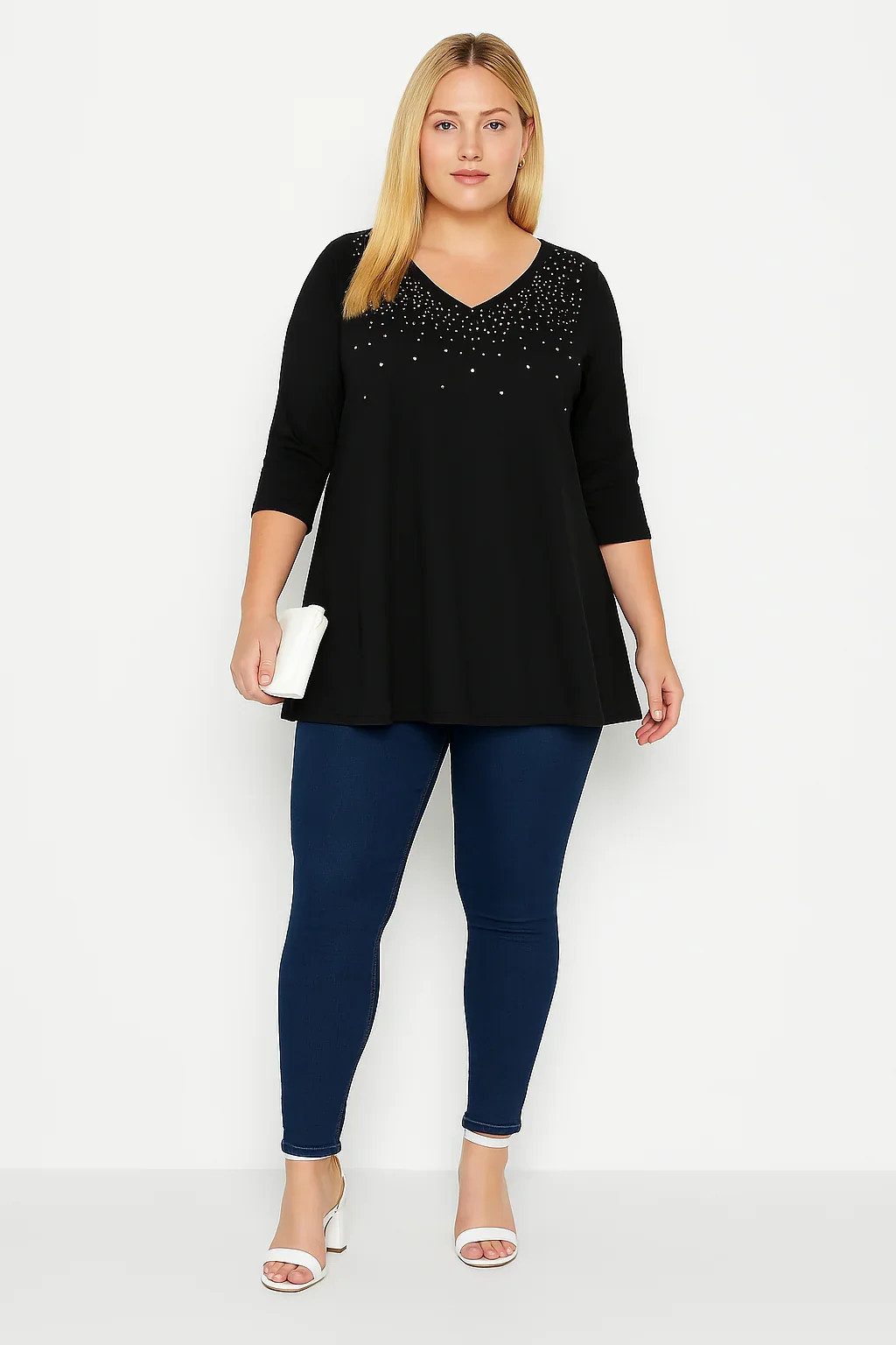 Blusentop Bluse mit Sternenstickerei