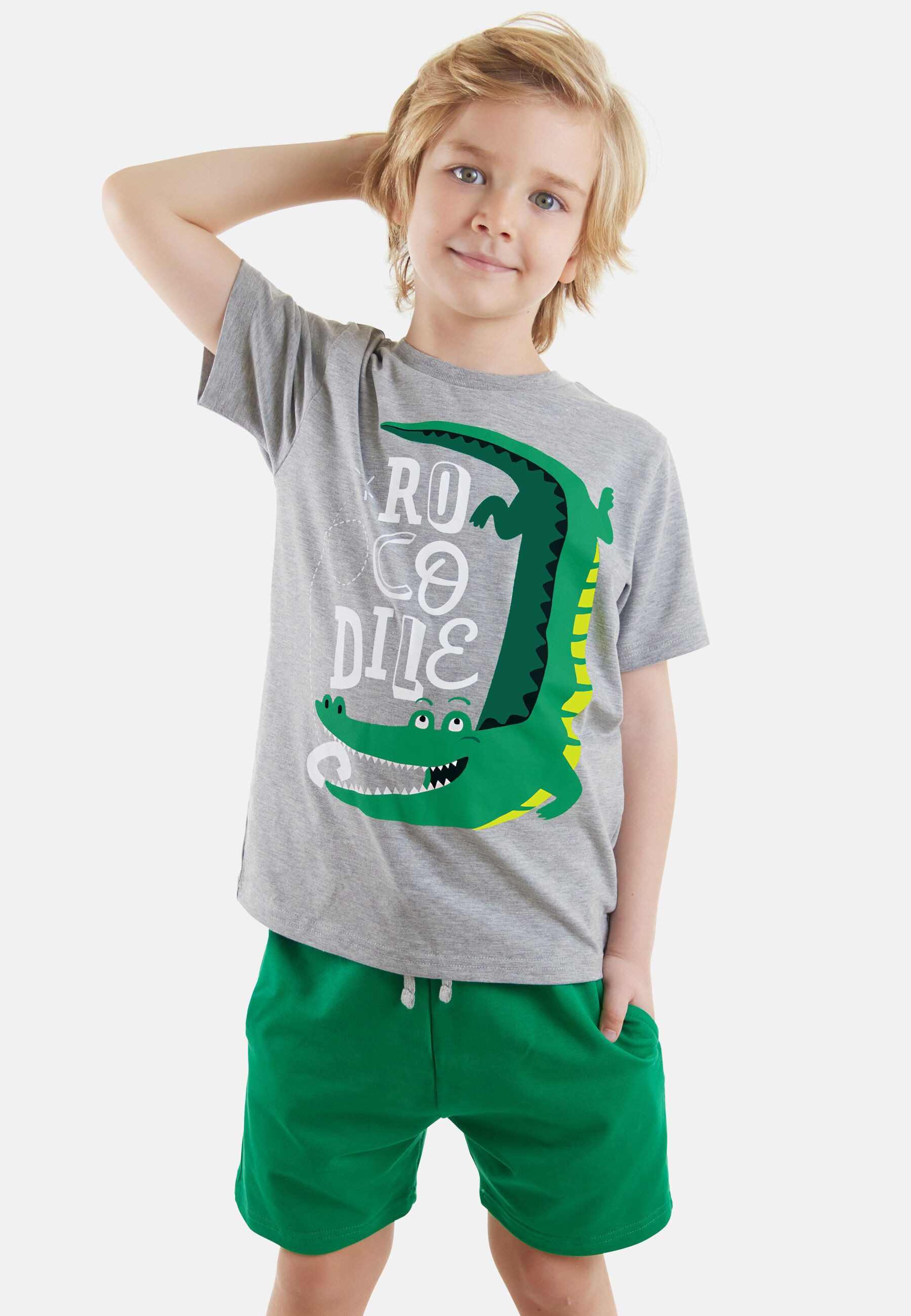 Denokids Hausanzug Croco (2 tlg) mit Krokodil-Aufdruck