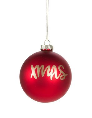 Bubble-Store Weihnachtsbaumkugel Echtglas, 12 Weihnachtskugeln mit Xmas-Schriftzug