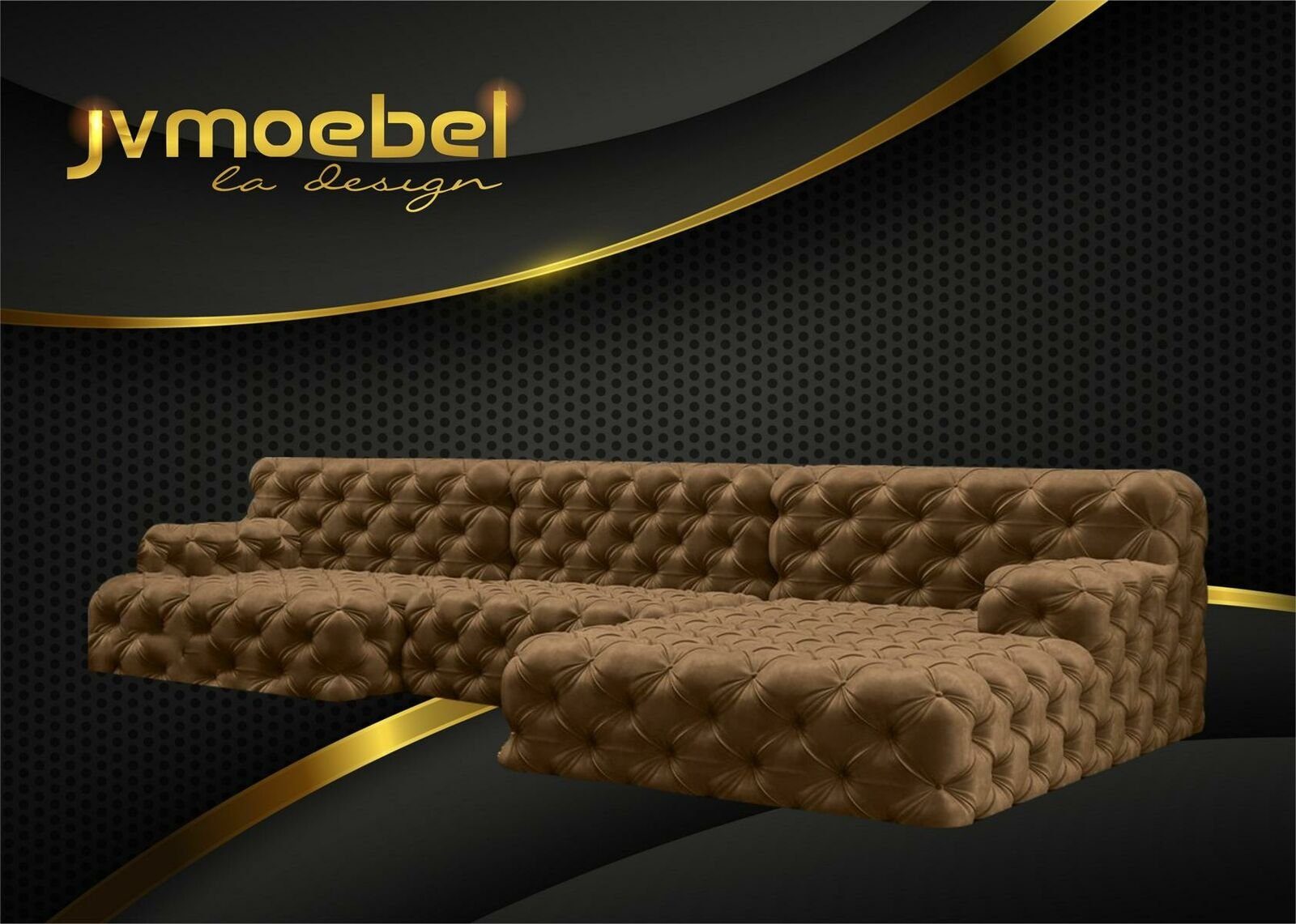 JVmoebel Ecksofa, Chesterfield U-Form Ecksofa Couch Design Polster Textil Garnitur Braun