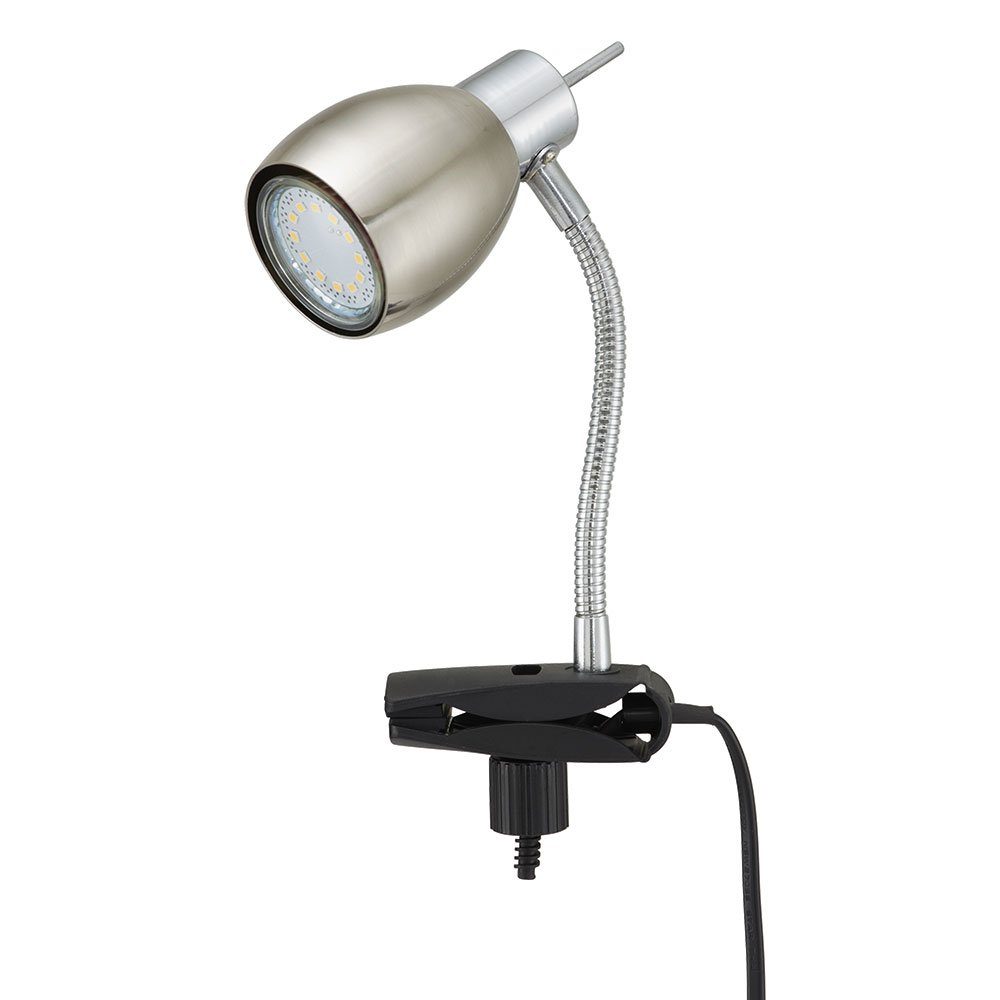Briloner Leuchten LED Klemmleuchte, LED-Leuchtmittel fest verbaut, Warmweiß, Klemmlampe nickel matt Klemmleuchte Klemmlampe
