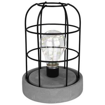 Koopman LED Dekolicht Dekolampe Gitter auf Zementfuß, Warmweiß, Tischlampe Lampe Nachtleuchte Leuchte Industrie Design Lichterkette