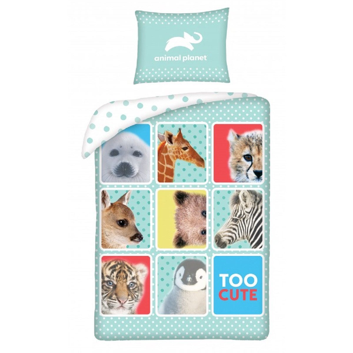 Animal Planet Bettwäsche Set Baumwolle Bettdeckenbezug 140 × 200 cm mit 70 × 90 cm Kissenbezug, 2 teilig