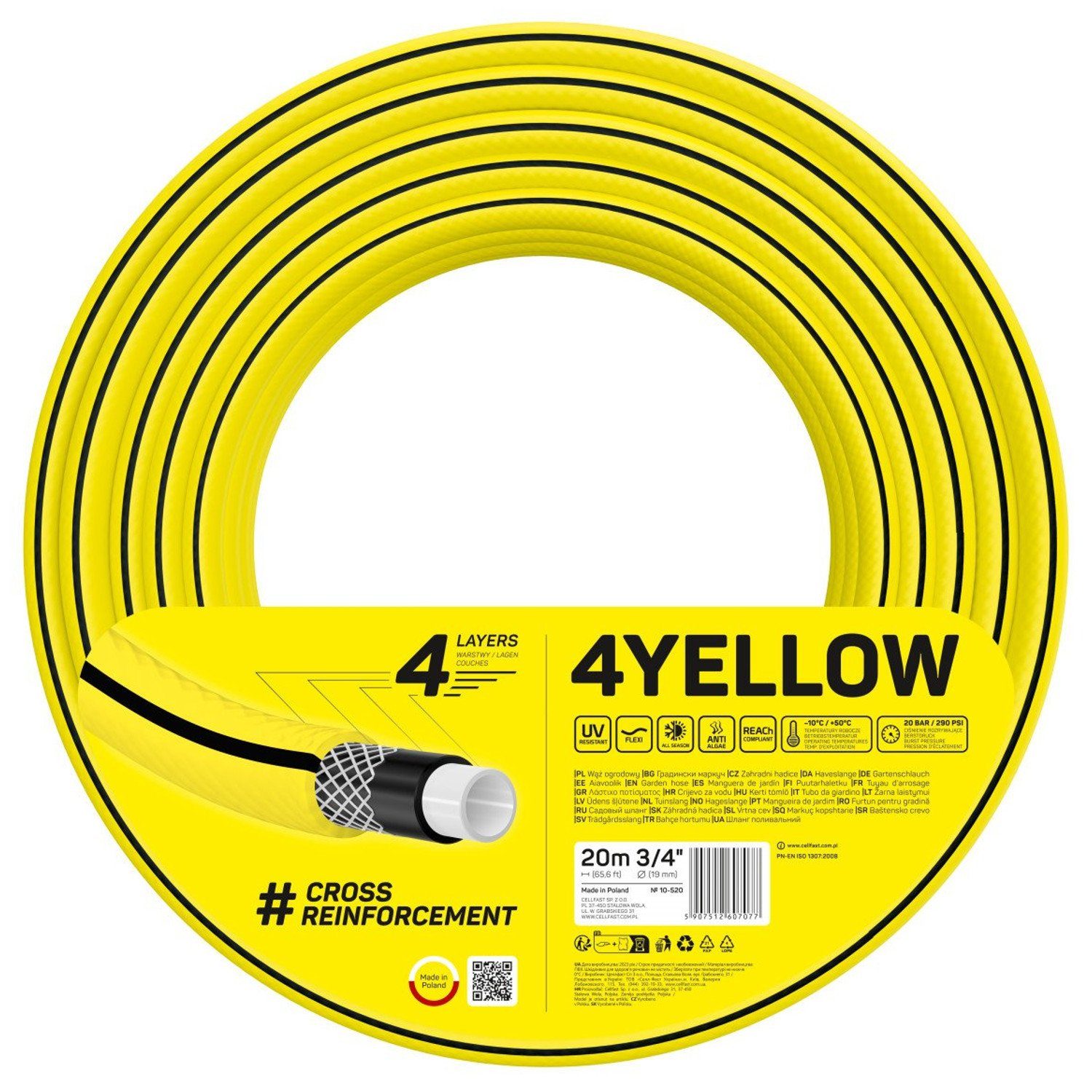 Cellfast Gartenschlauch 10-520/10-521/10-522, 4YELLOW 3/4" Gartenschlauch
