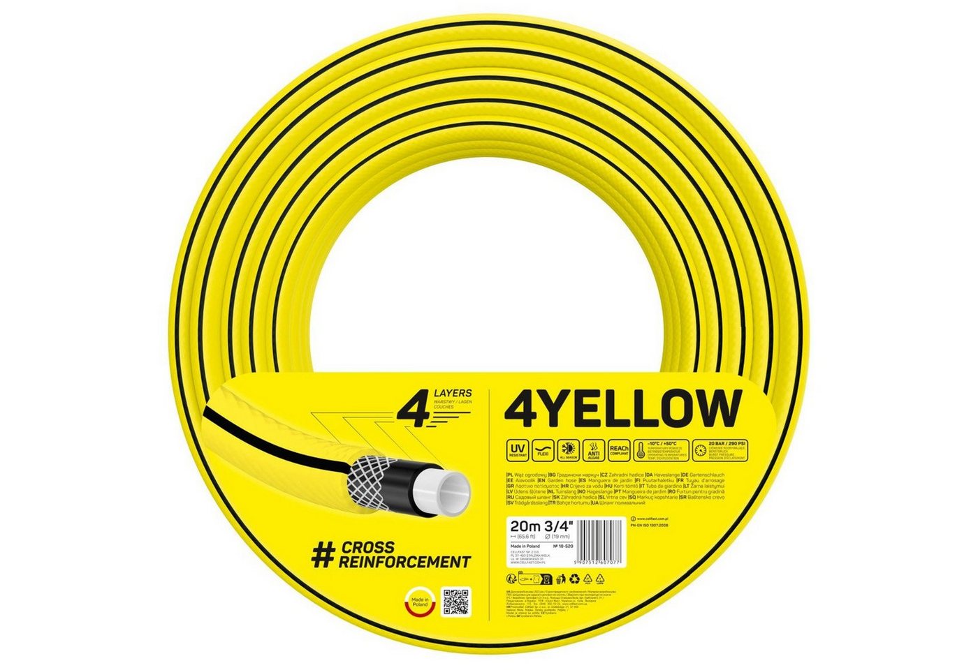 Cellfast Gartenschlauch 10-520/10-521/10-522, 4YELLOW 3/4" Gartenschlauch