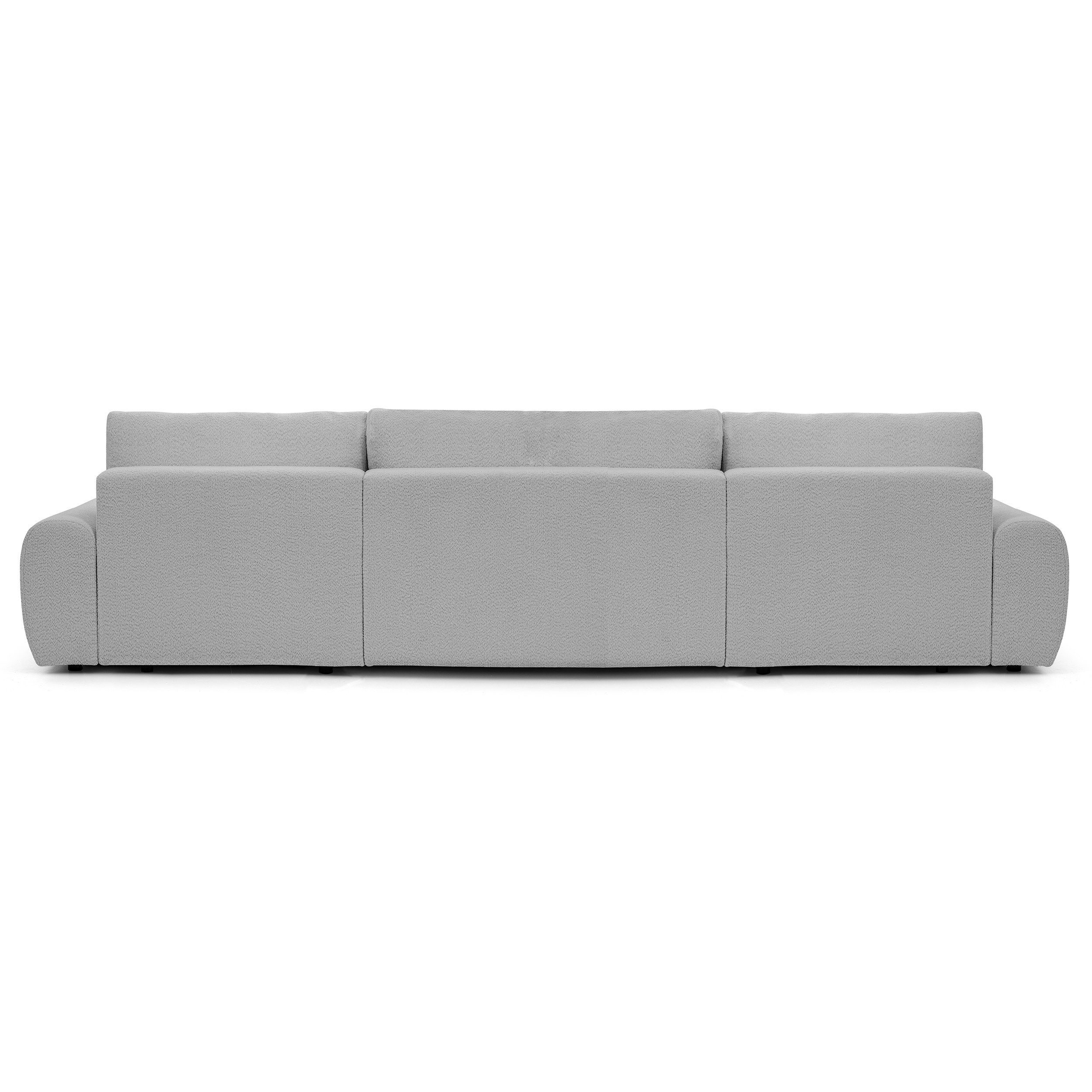 Beautysofa Ecksofa Oliver U-Form mit Schlaffunktion & Bettkasten, Großes Sofa mit Bouclé Stoff QUELLE, 6 Farben, Breite: 355 cm