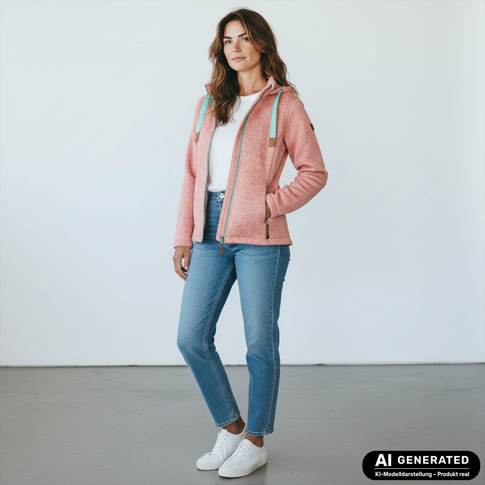 Dry Fashion Fleecejacke Poel Damen Wollfleece-Jacke Kapuze - Damenjacke Fleece windabweisend Verstellbare Kapuze, 2-Wege-Reißverschluss, Taschen mit Reißverschluss