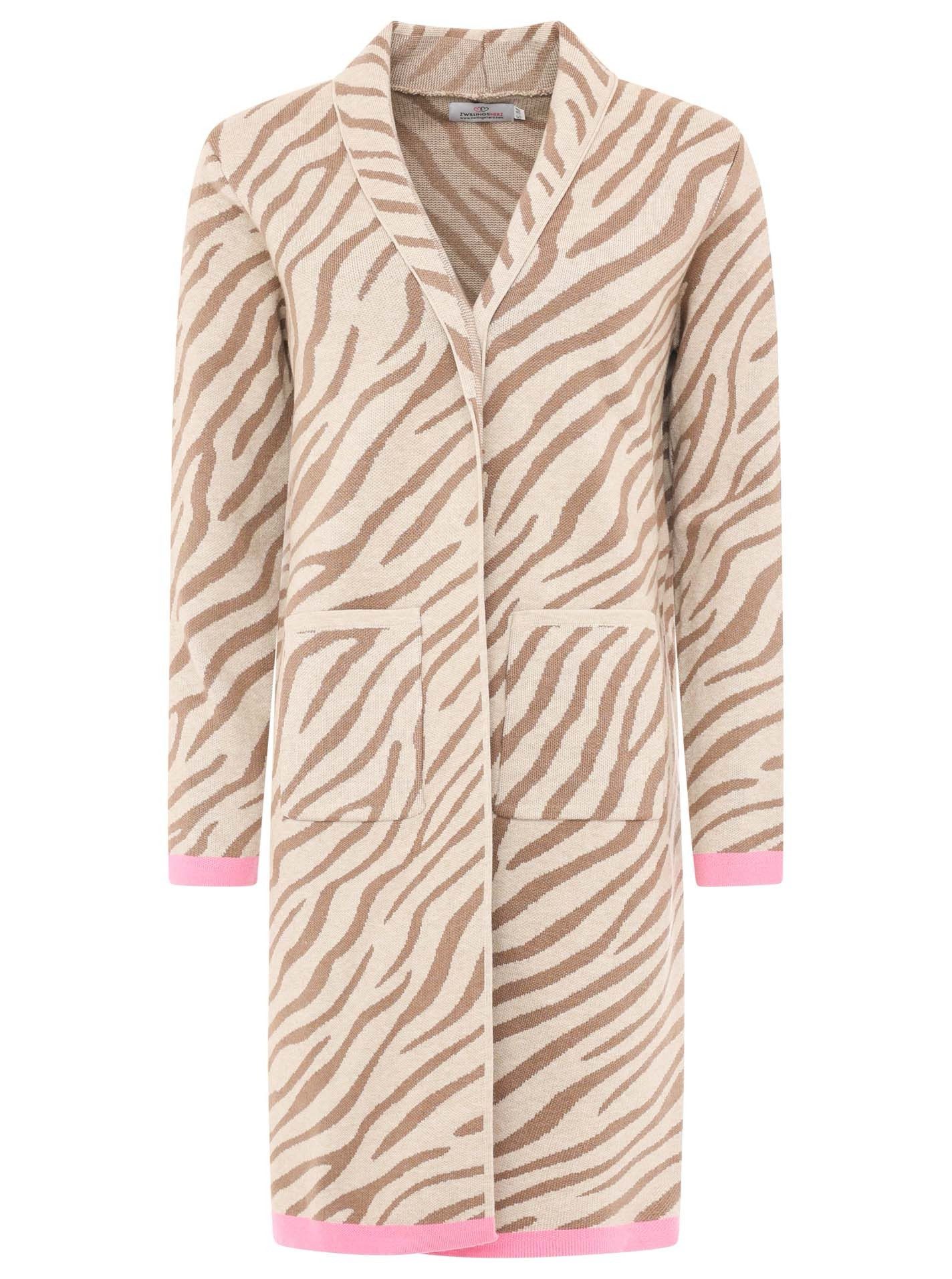 Zwillingsherz Longstrickjacke Zwillingsherz Longstrickjacke Zebra Kante