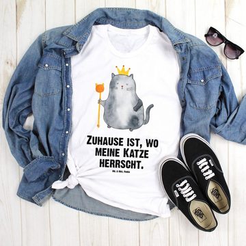 Mr. & Mrs. Panda T-Shirt Katze König - Weiß - Geschenk, Damen, Lustiges T-Shirt, erste eigenen (1-tlg)