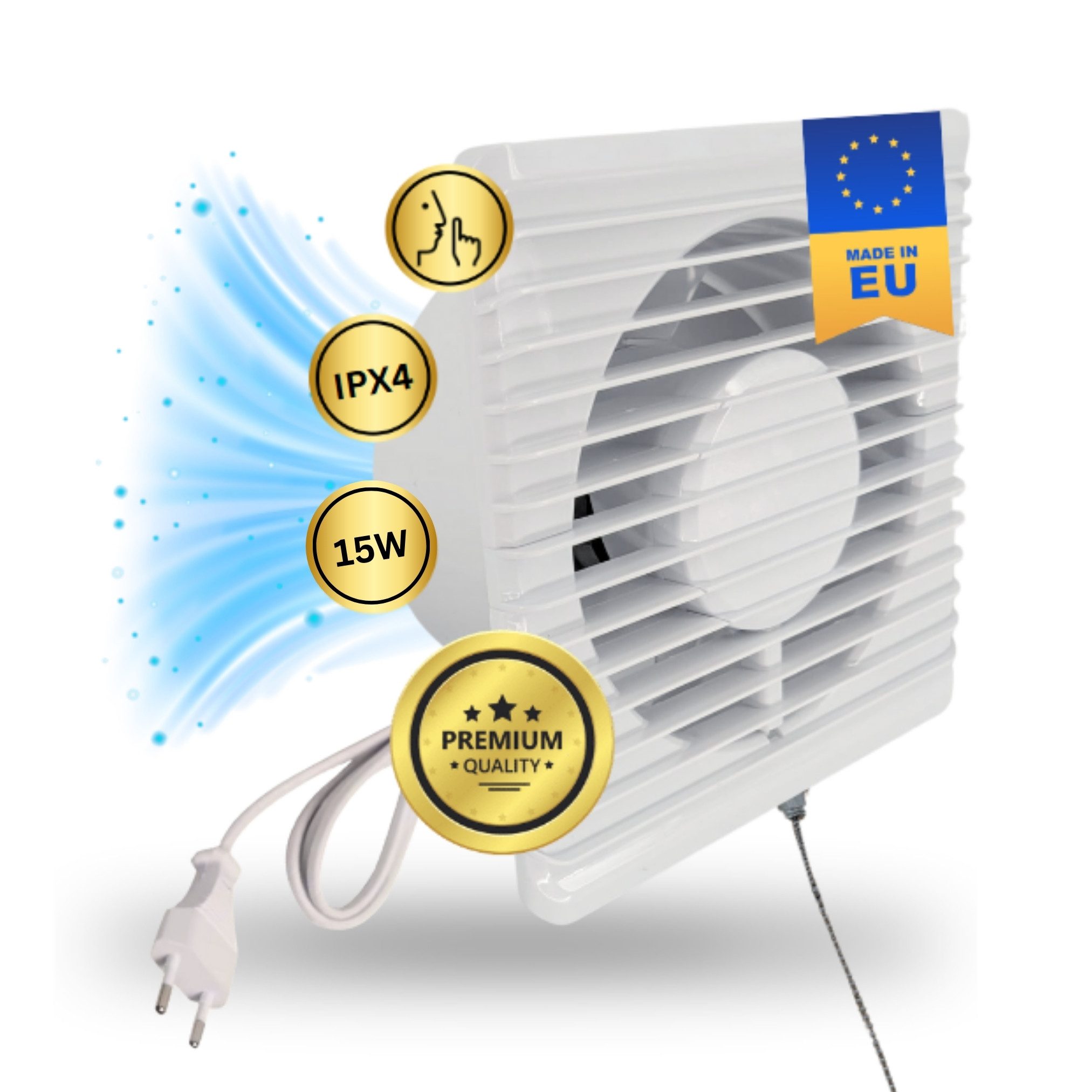 TronicXL Turboventilator IPX4 125mm 150m³/h Abluft Zuluft Grow Lüfter Ventilator für Growbox, 14.7 cm Durchmesser