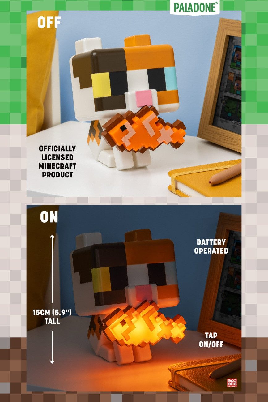 Paladone LED Dekolicht Minecraft GloBuddies Leuchte Cat 15 cm – Bild 3 von 5