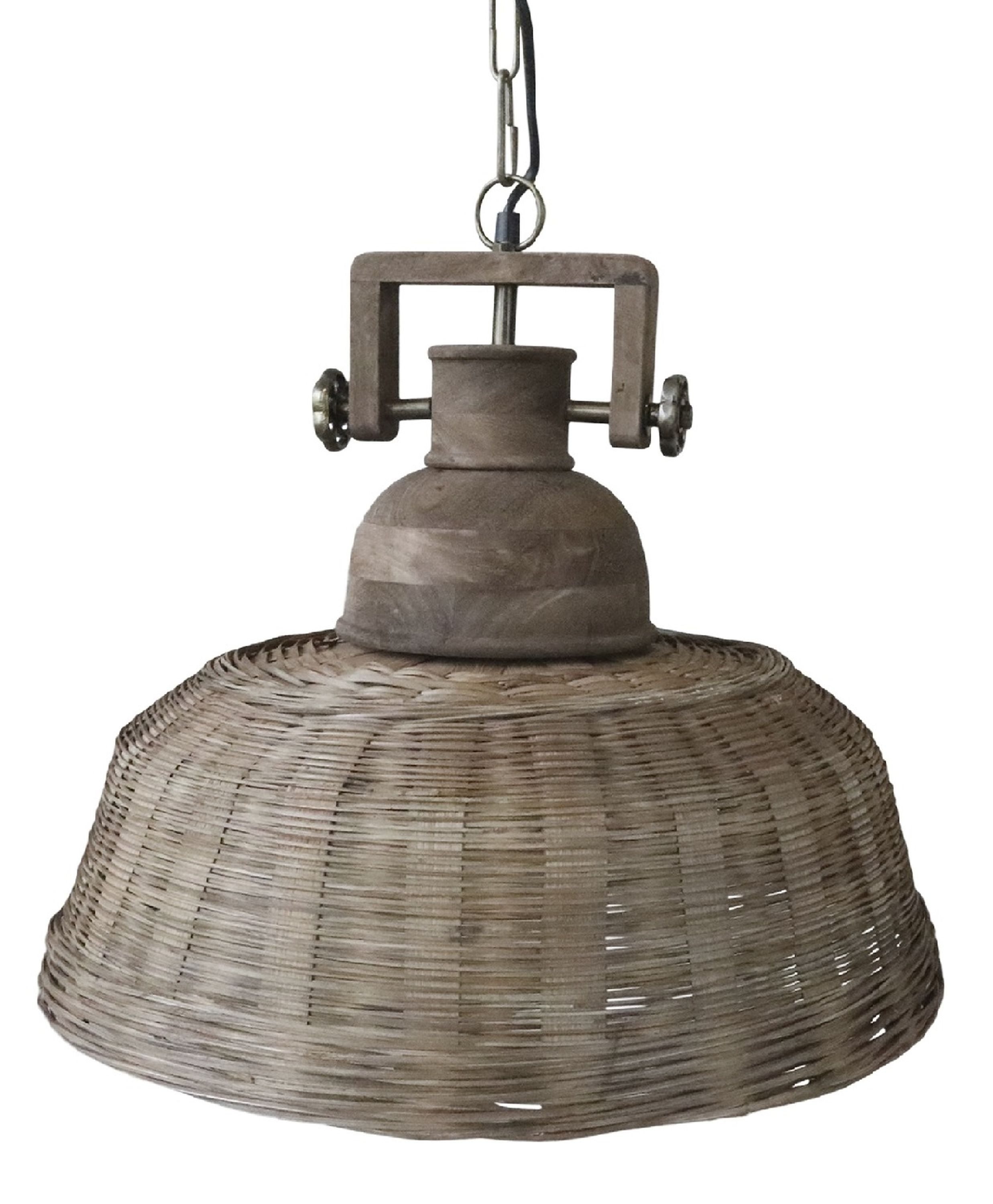 Chic Antique Hängeleuchte Chic Antique - Hängelampe Lampe D 50cm Geflochten Ratten Naturfarben