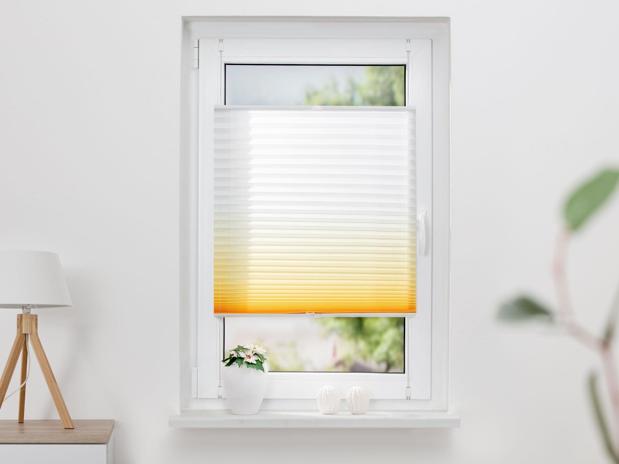 K-HOME Plissee Farbverlauf Sunrise, Lichtschutz, ohne Bohren, verspannt, Klemmfix – Bild 5 von 5