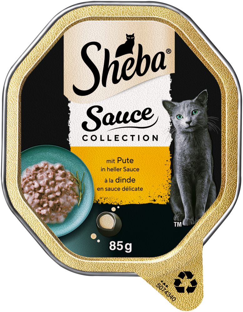 Sheba SHEBA® Schale Sauce Collection mit Pute in heller Sauce 2 x 11 x 85g, Nassfutter für: Katze