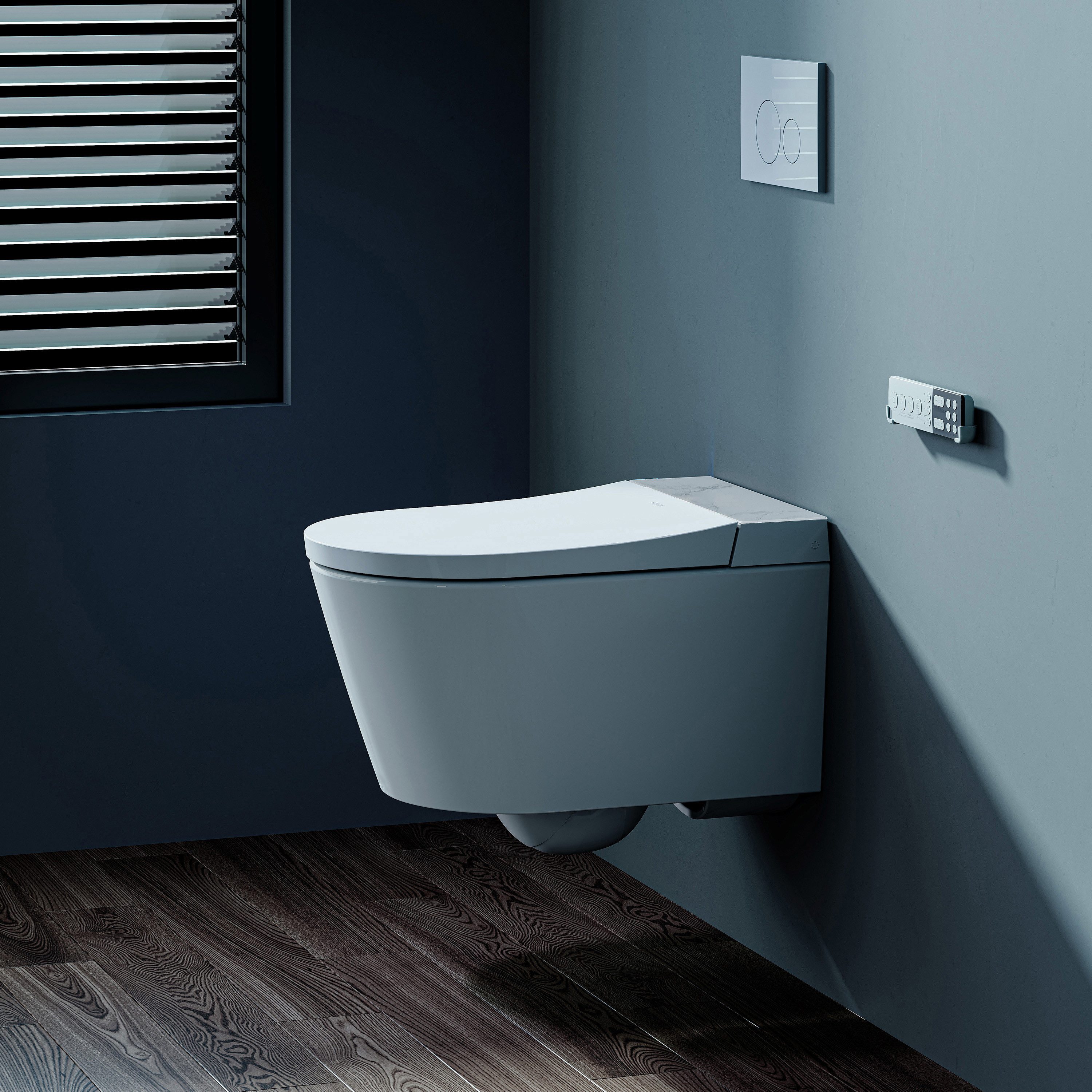 HOROW Dusch-WC Bidet WC, Taharet WC japanische toilette mit Bidet Funktion, Wand WC, Abgang wandhängend, spülrandlos, mit Nachtlicht, beheiztem Sitz, Einstellbare Temperatur