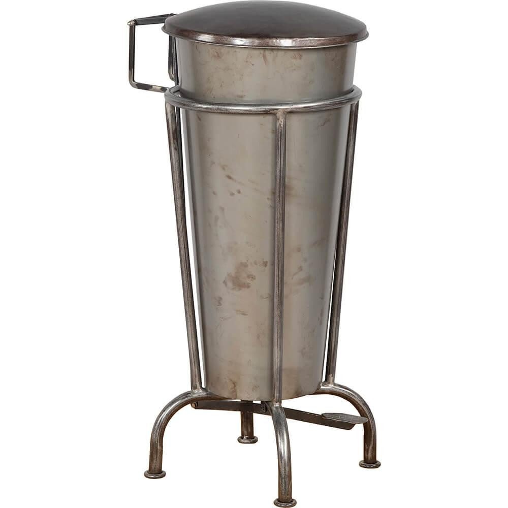 Vintagehaus Mülleimer Treteimer Vintage Abfalleimer Industrial Eisen Silbergrau XL