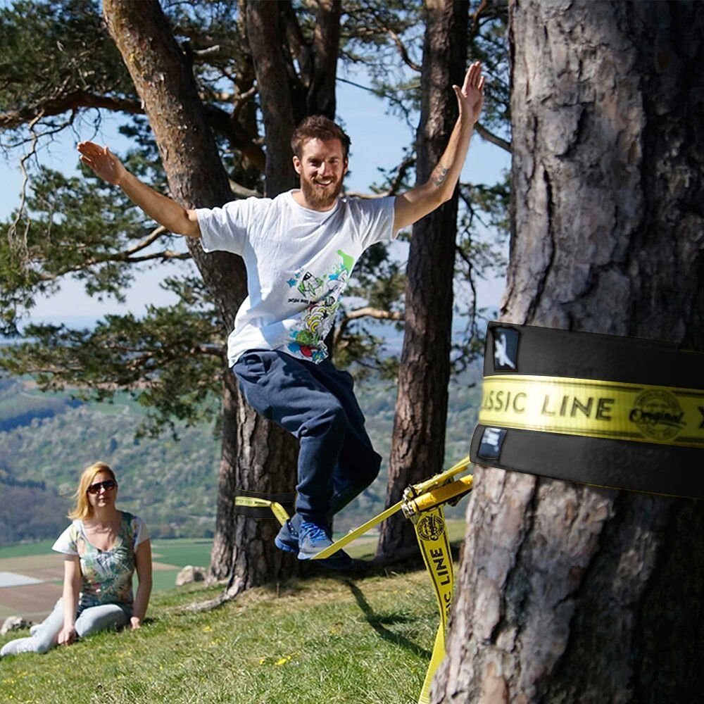 Gibbon Slackline Slackline Classic Line, Hochwertige und langlebige Slackline mit einfacher Bedienung