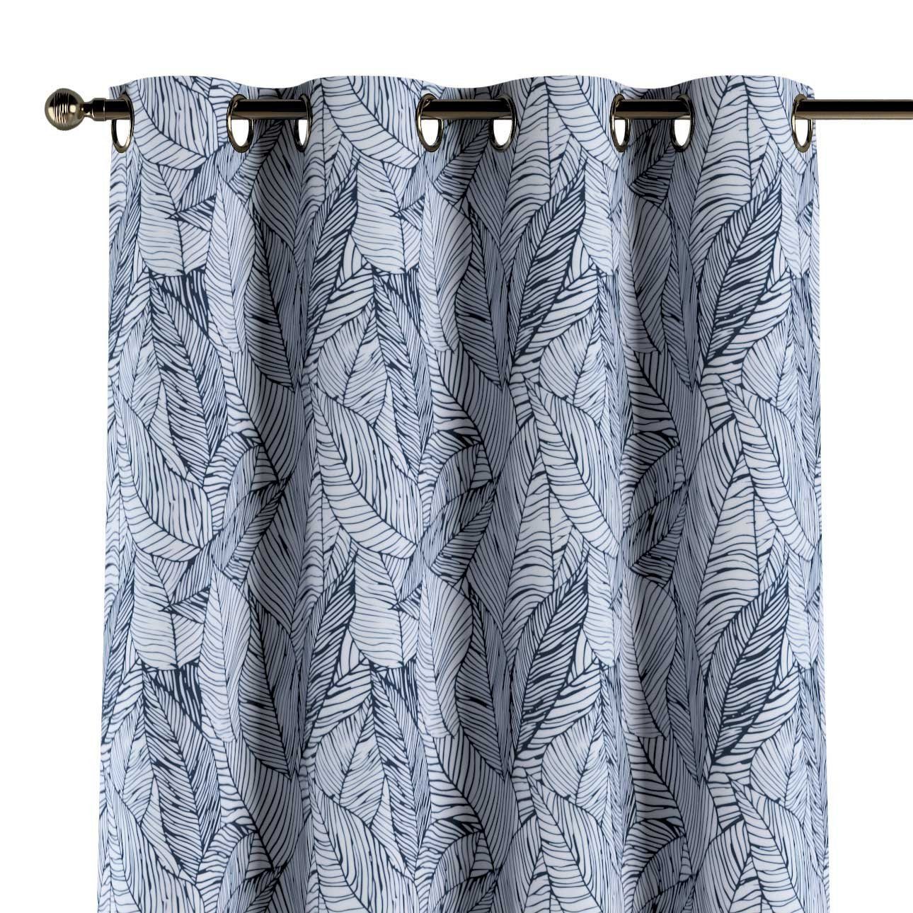 Vorhang Ösenschal 130 x 100 cm, Velvet, Dekoria dunkelblau-weiß