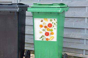 MuchoWow Wandsticker Zitrusfrüchte - Regenbogen - Obst - Sommer - Gesund (1 St), Mülleimer-aufkleber, Mülltonne, Sticker, Container, Abfalbehälter
