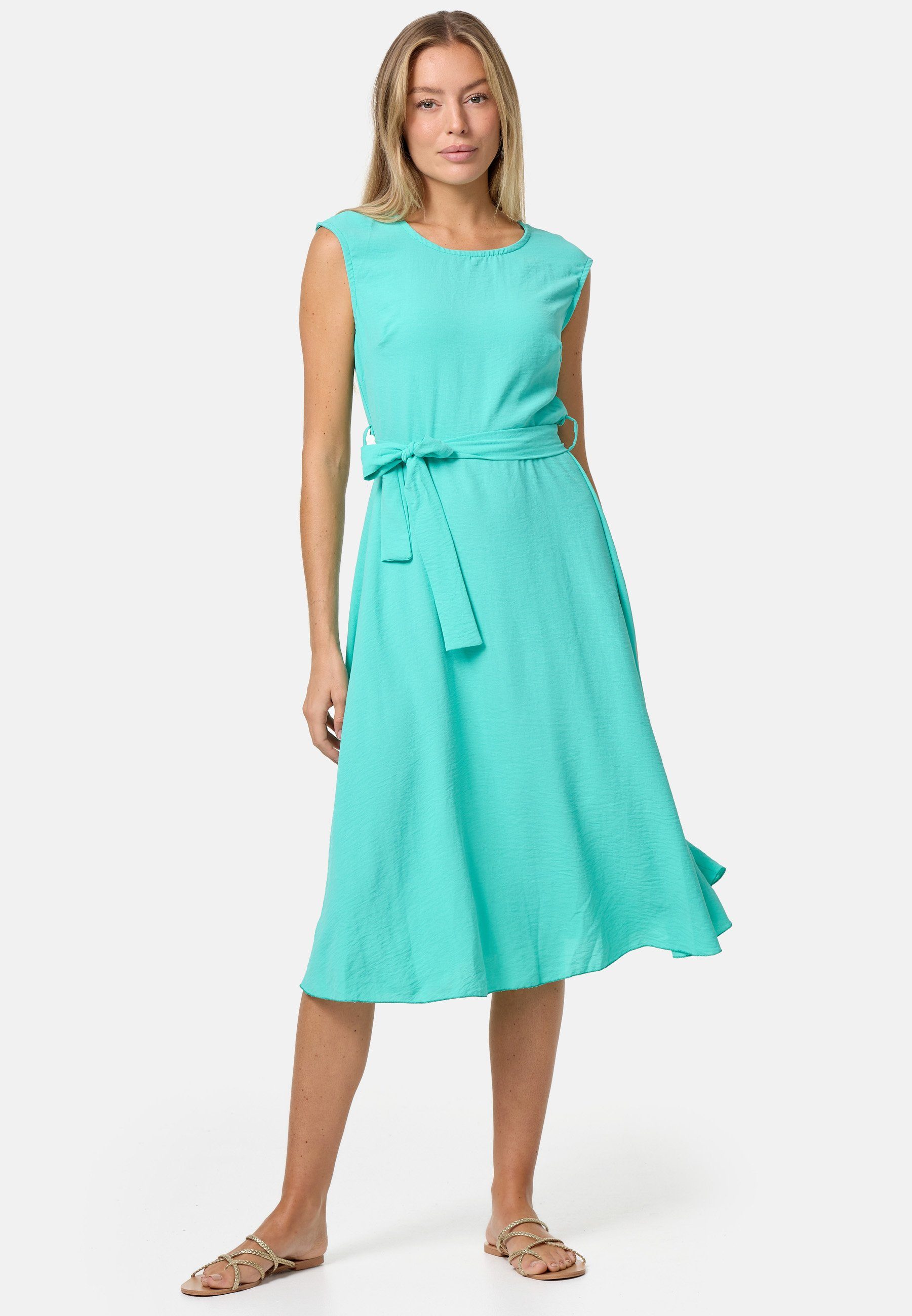 Rayshyne Midikleid PM-26 (Ärmelloses Sommerkleid Dress mit Bindeband in Einheitsgröße)