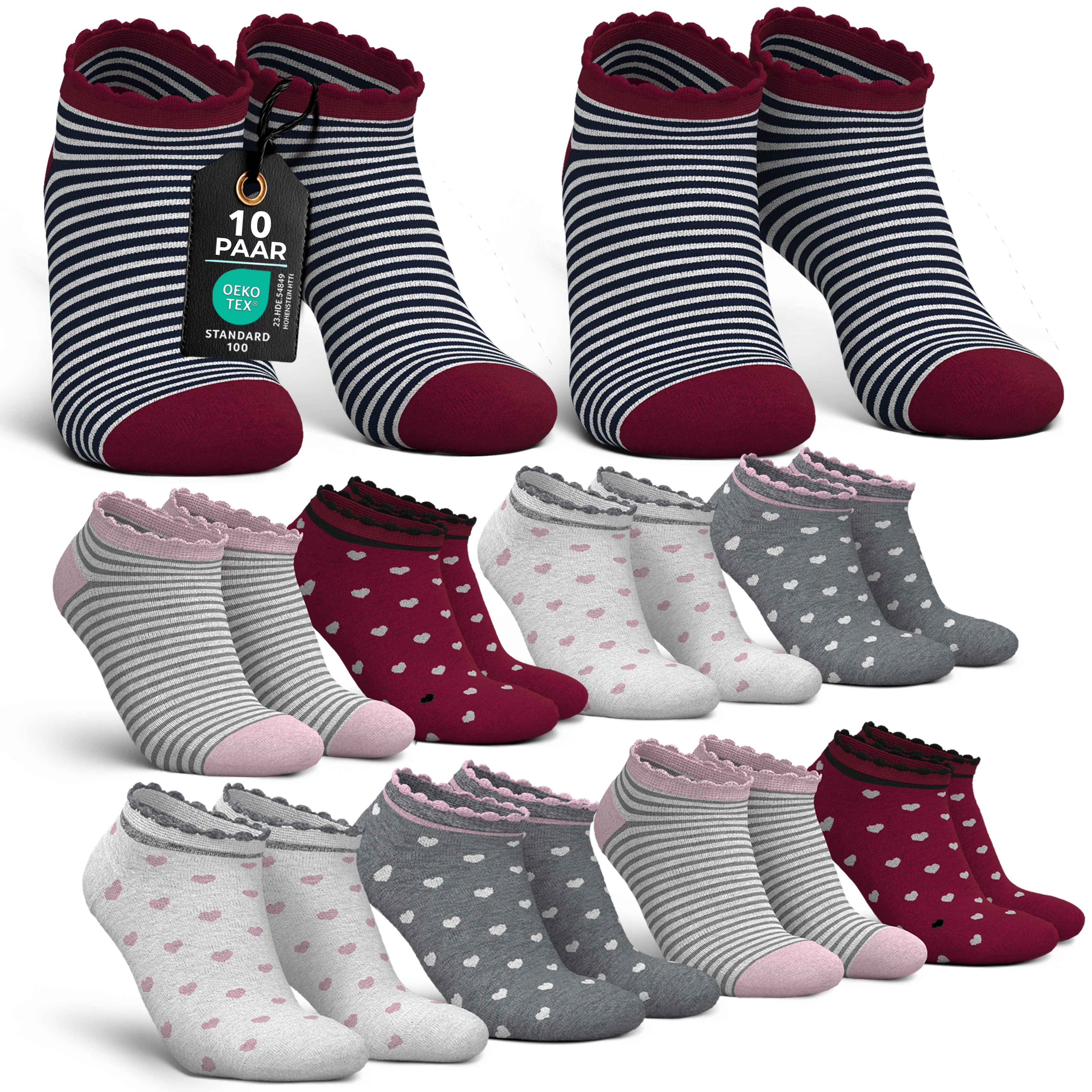 MEDOLY Sneakersocken für Kinder (10 Paar) Socken Mädchen & Jungen, aus 72% Baumwolle - ohne einschneidenden Bund