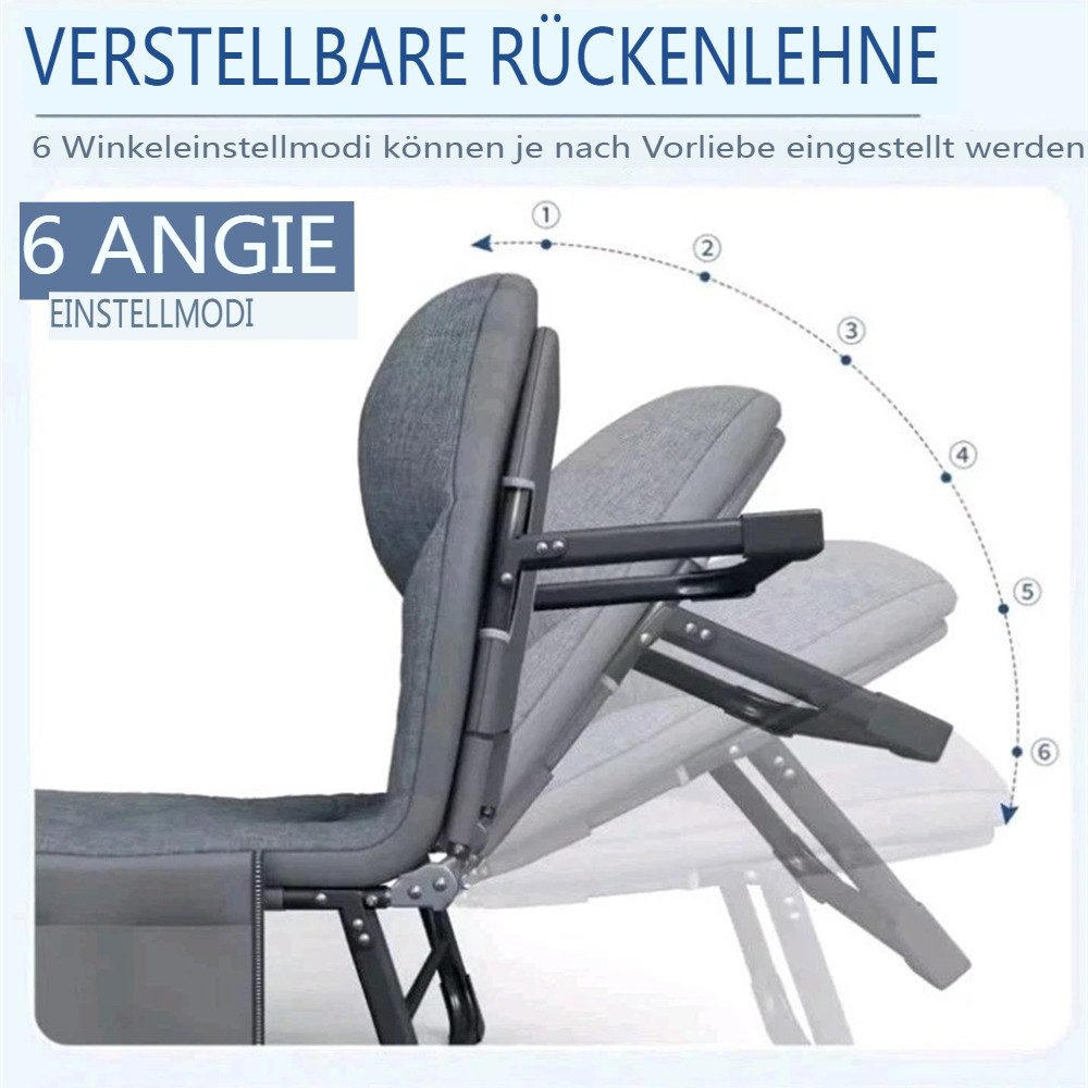 MECO Campingliege Liegestuhl Sonnenliege Relaxsessel Gartenliege (1-St) Campingbett Verstellbar & Stabil, bis 150 kg, 190x66x35cm – Bild 4 von 5