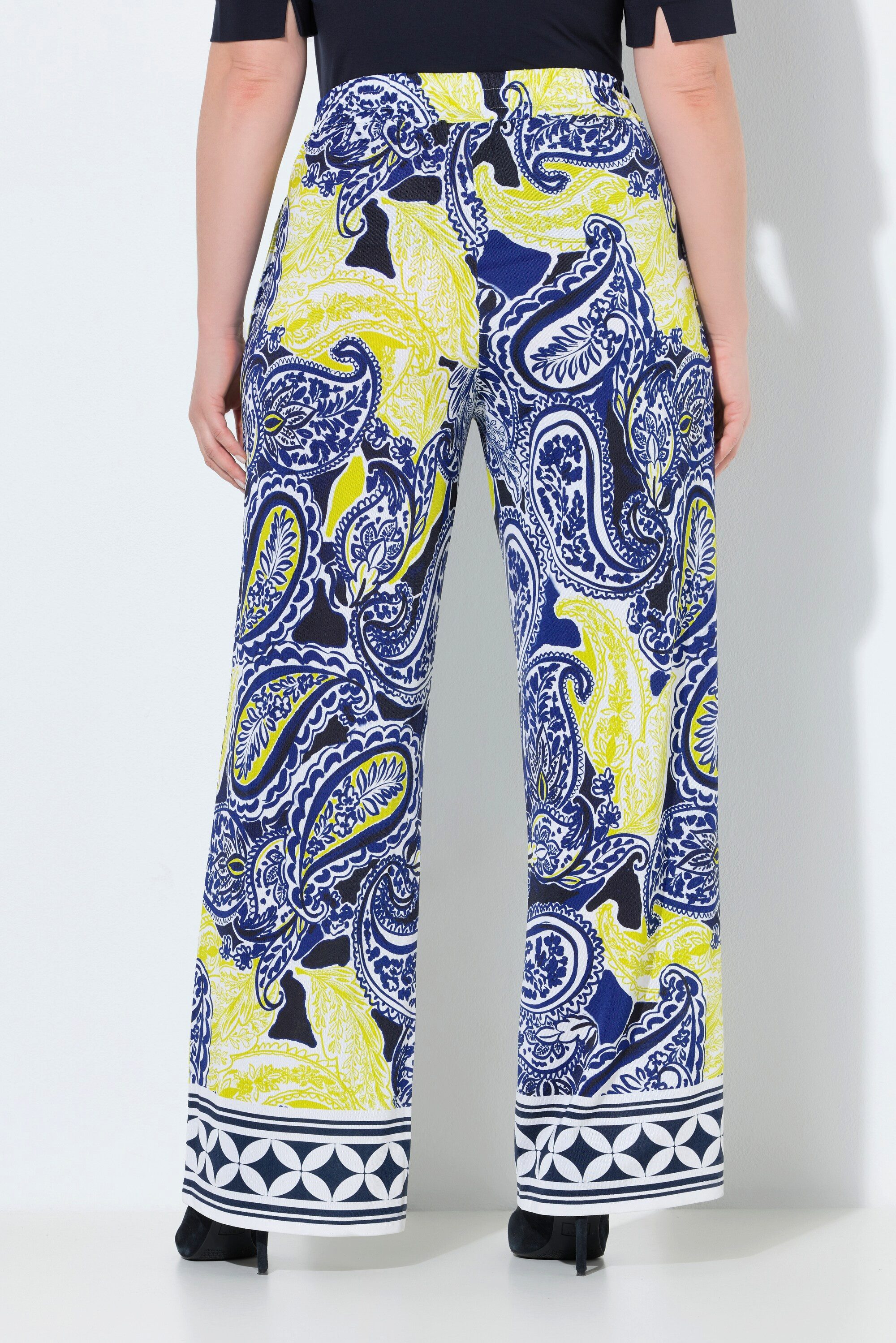 Ulla Popken Schlupfhose Slinky-Hose Paisley-Design weites Bein Elastikbund