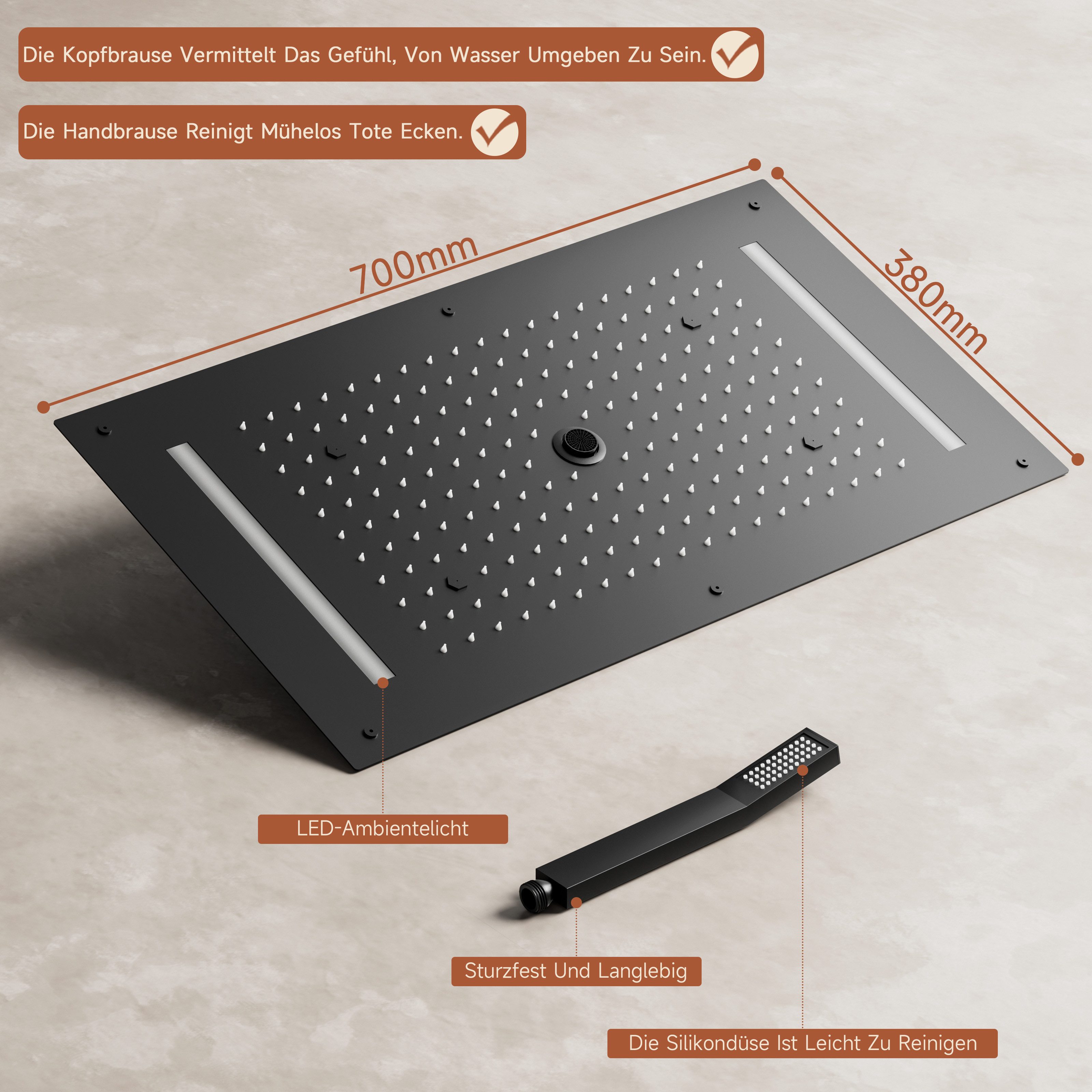 Oihpaw Duschsystem mit thermostat Multifunktionales Regendusche, 1 tlg., Re günstig online kaufen