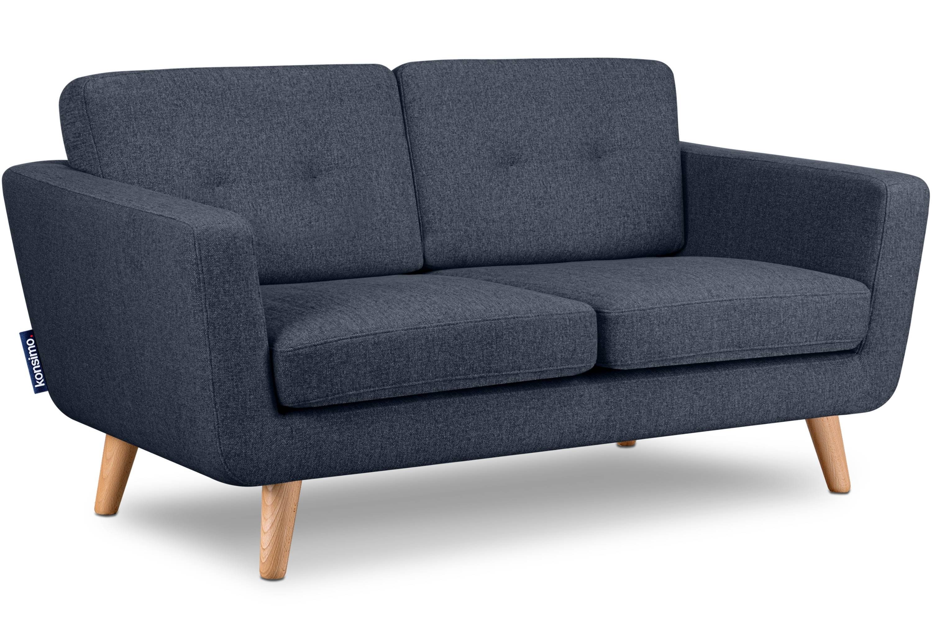 Konsimo 2-Sitzer TAGIO II Sofa 2 Personen, hergestellt in der EU, mit Steppung auf den Rückenkissen marineblau